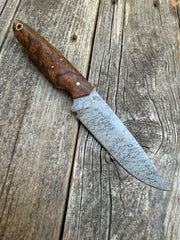 Drop-Point Harvester— Spalted Dark Maple & Brass