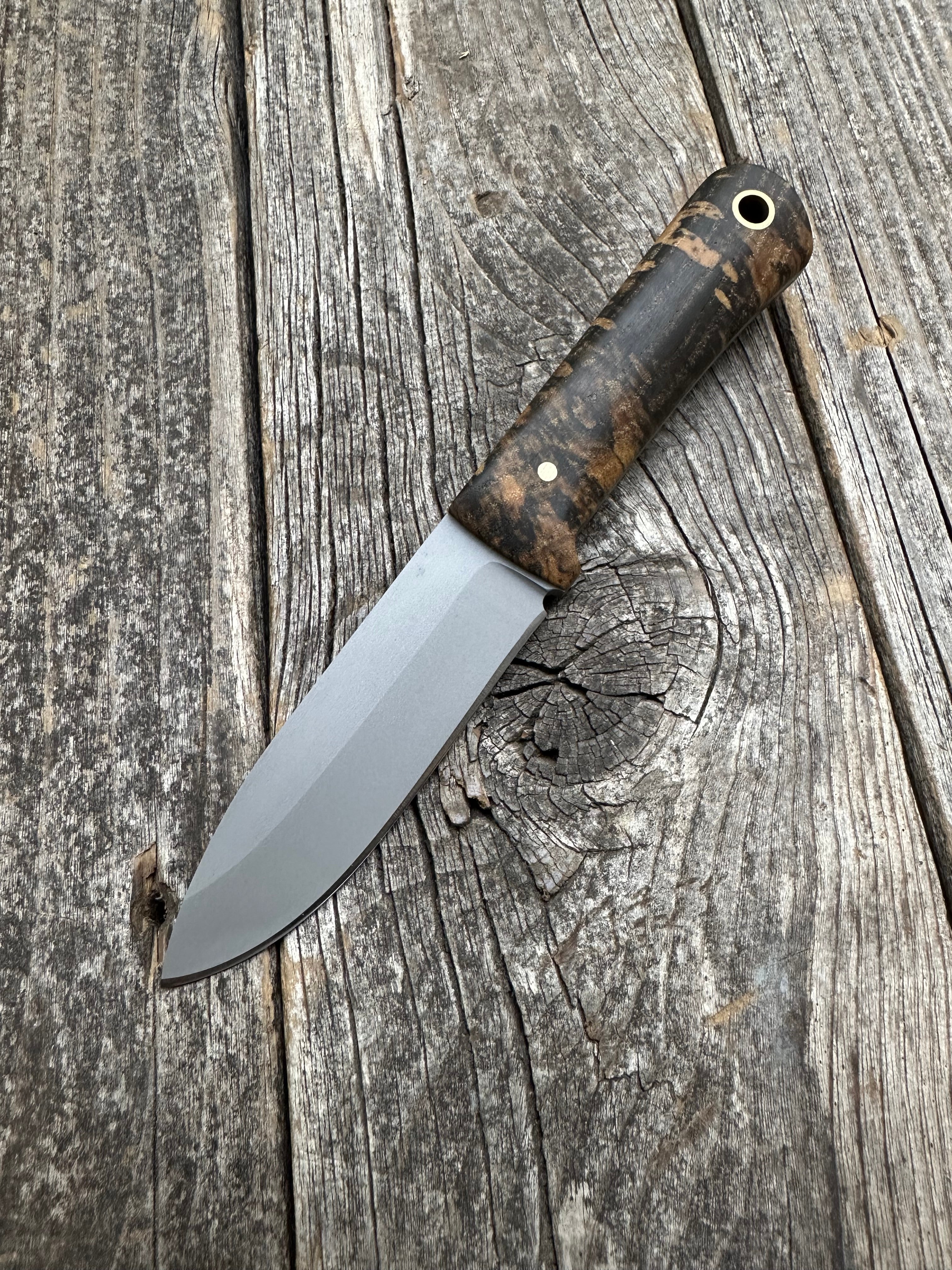 Mountain Scout Knife — Spalted Maple & Brass