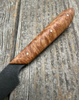 Western Paring Knife 3.75" —  Maple Burl & Brass