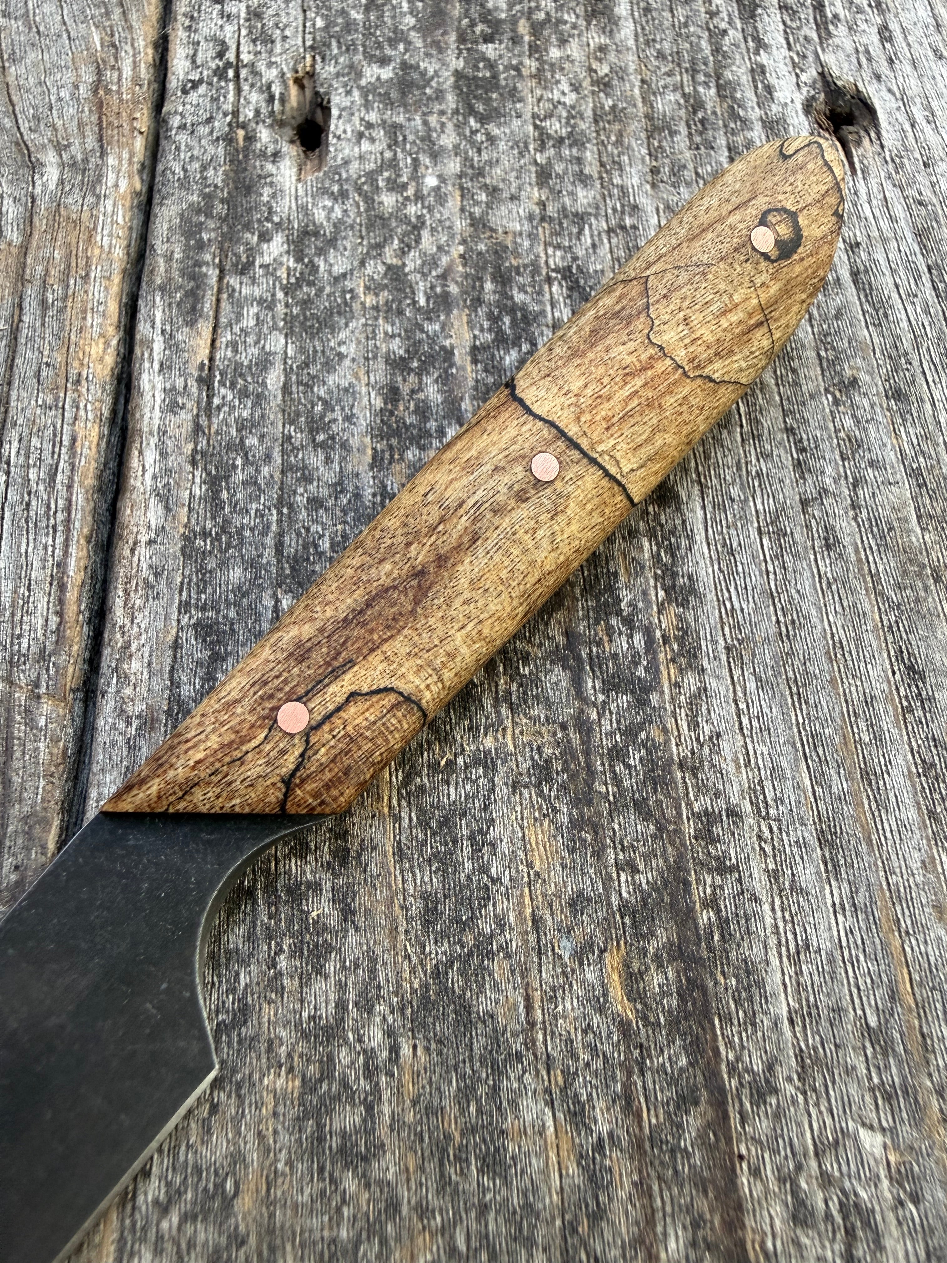 Western Paring Knife 3.75" —  Spalted Maple & Brass