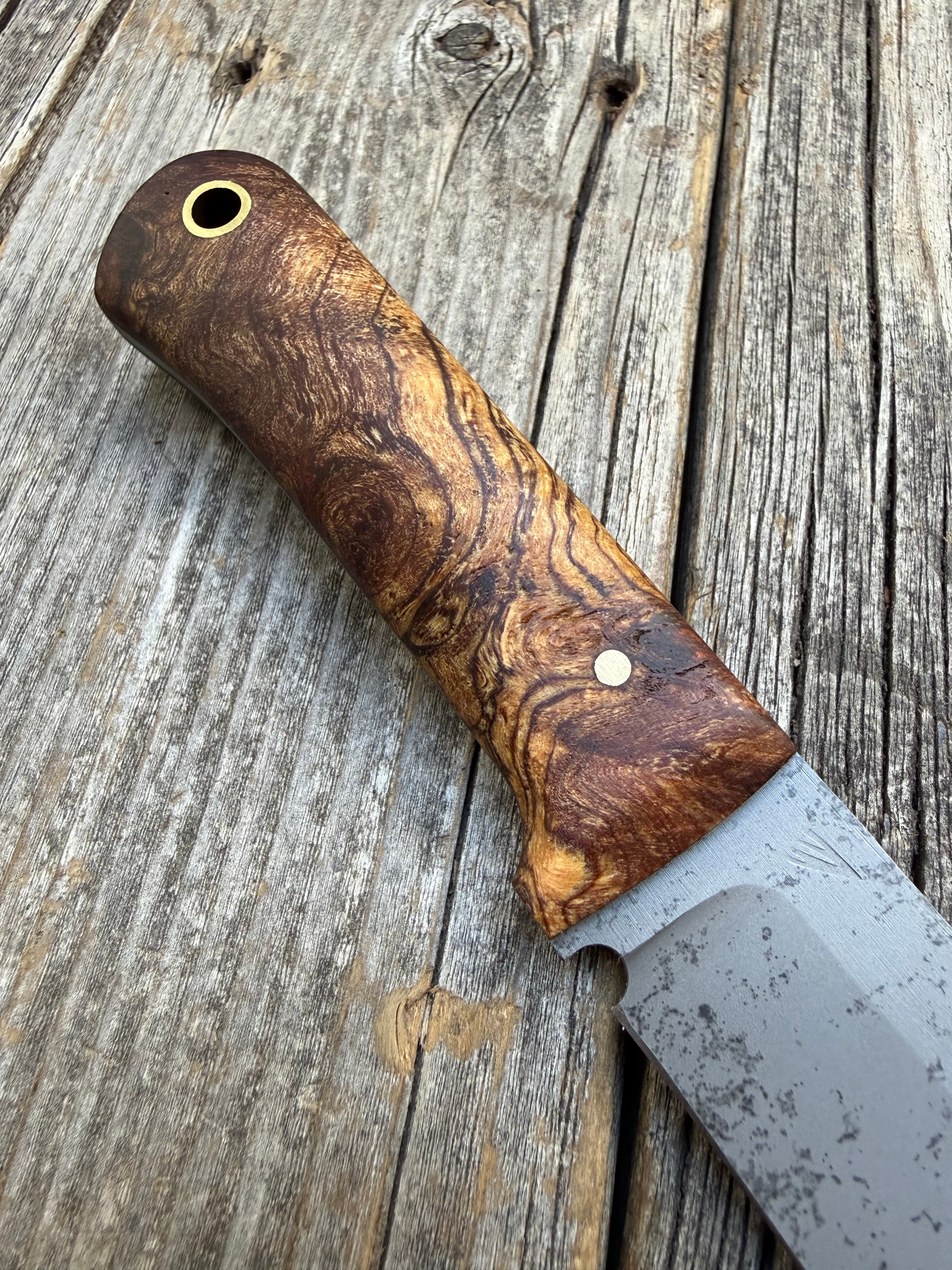 Long Scout Knife— Ambrosia Maple & Brass
