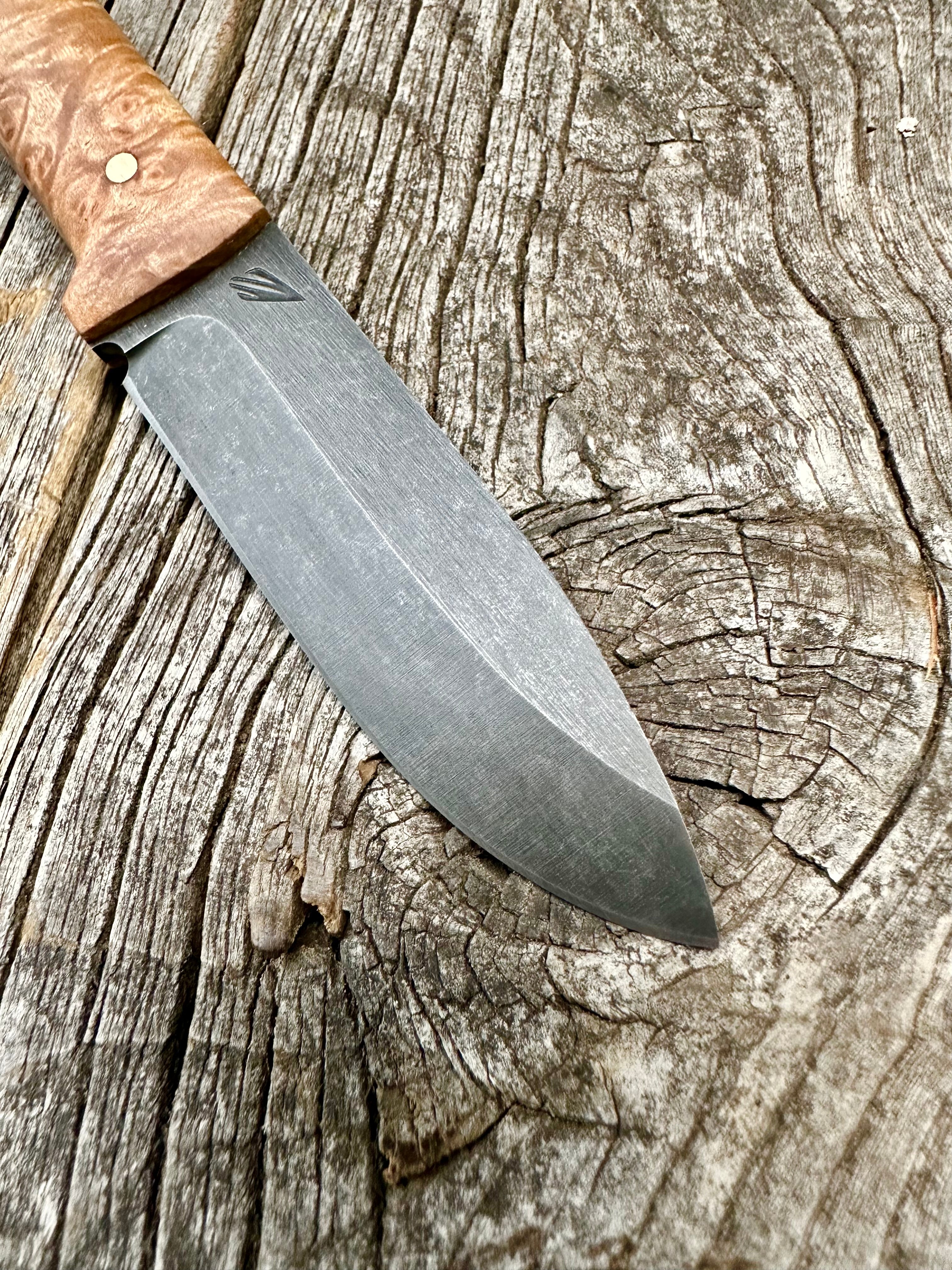 Survival Scout Knife — Maple Burl & Brass