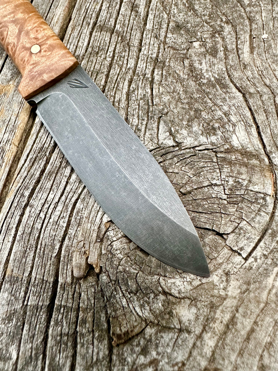 Survival Scout Knife — Maple Burl & Brass