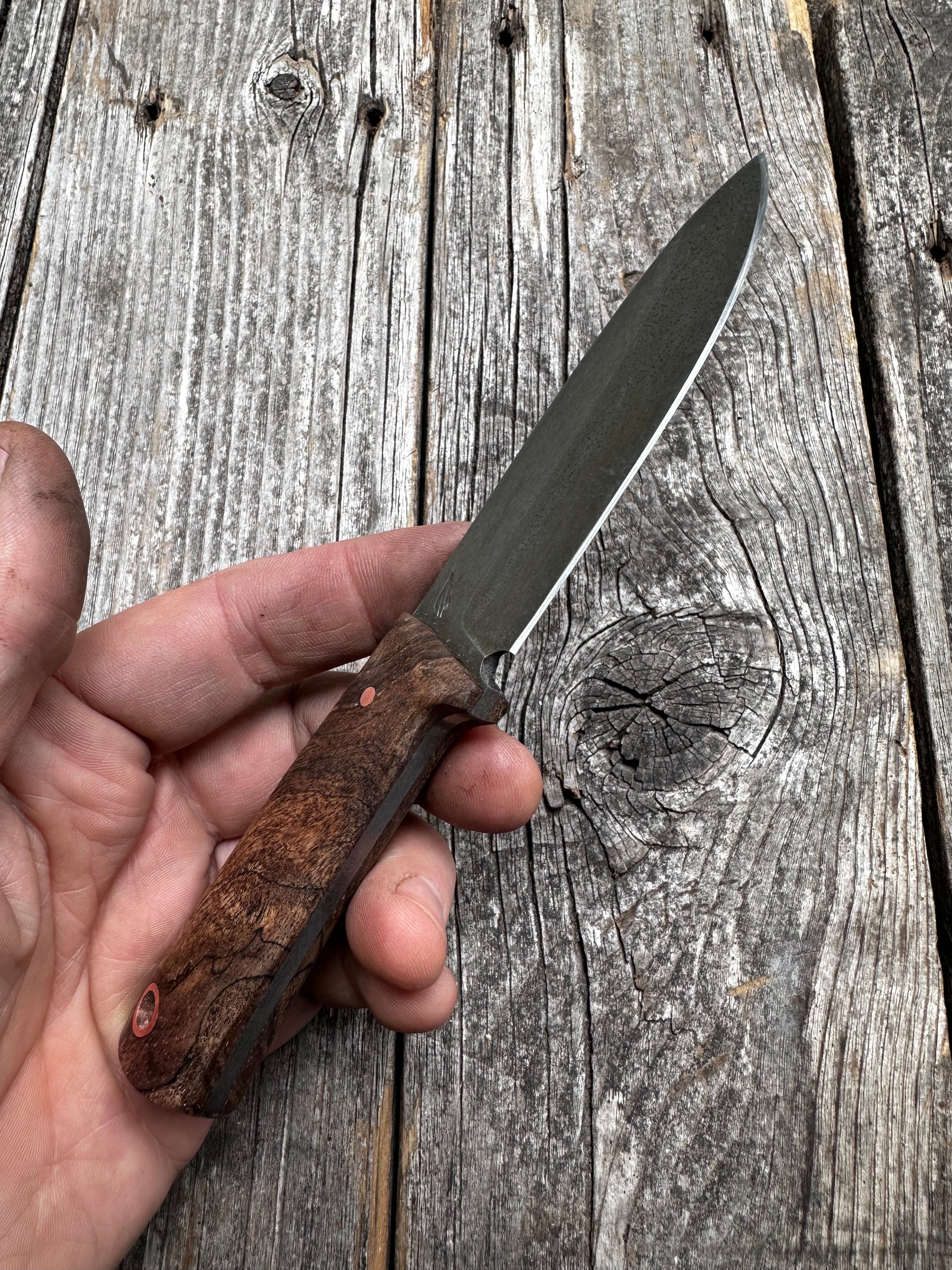 Mountain Scout Knife — Dark Spalted Maple & Copper