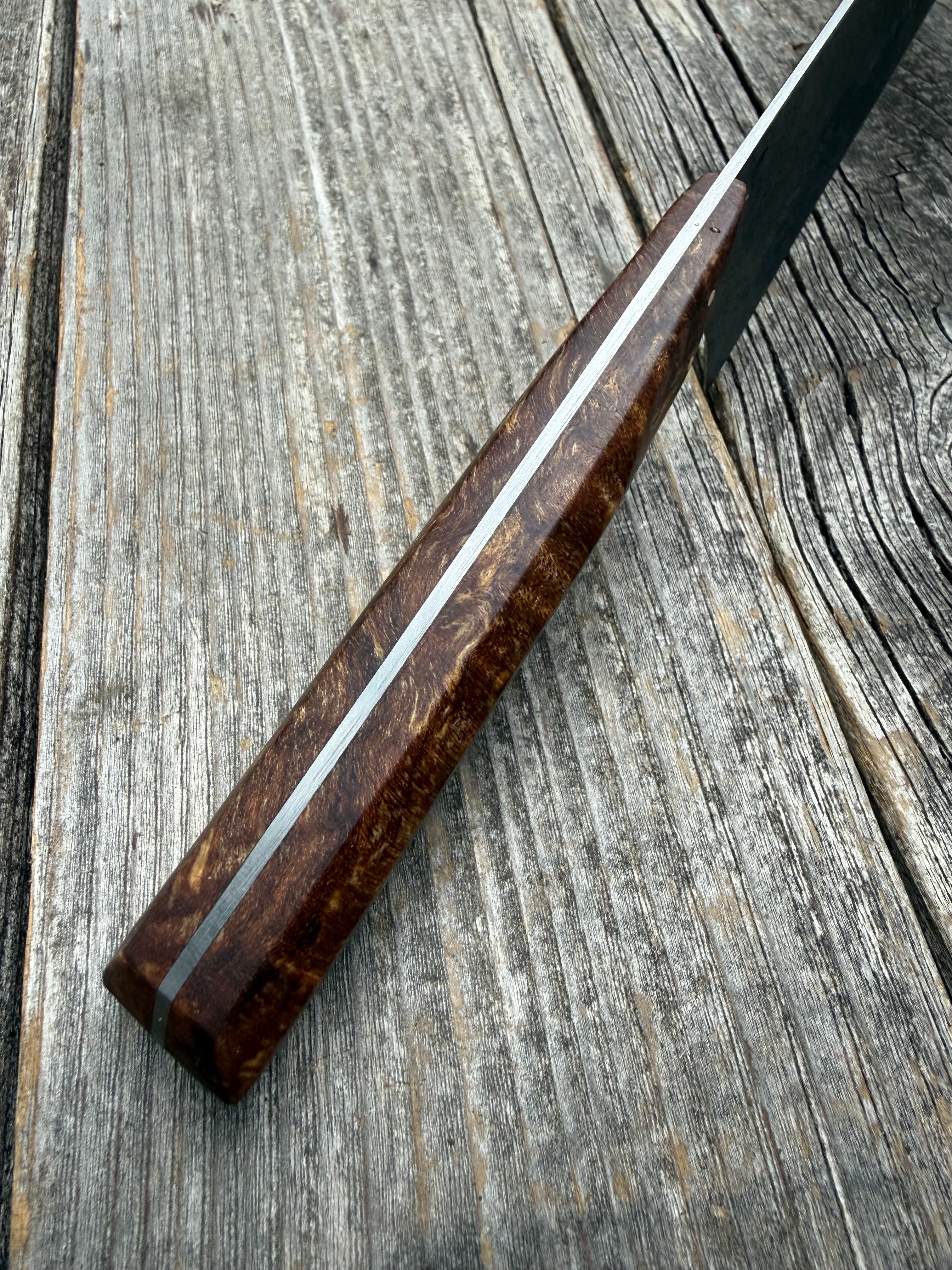 Prototype 6” Mini-Chef — Ambrosia Maple Burl & Brass