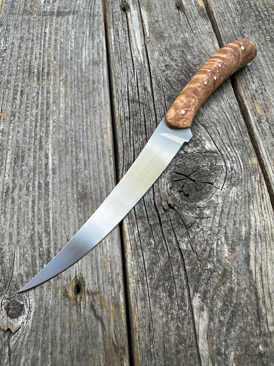Mattei’s Boning/Fillet knife 6" — (Full Flex) Maple Burl & Copper
