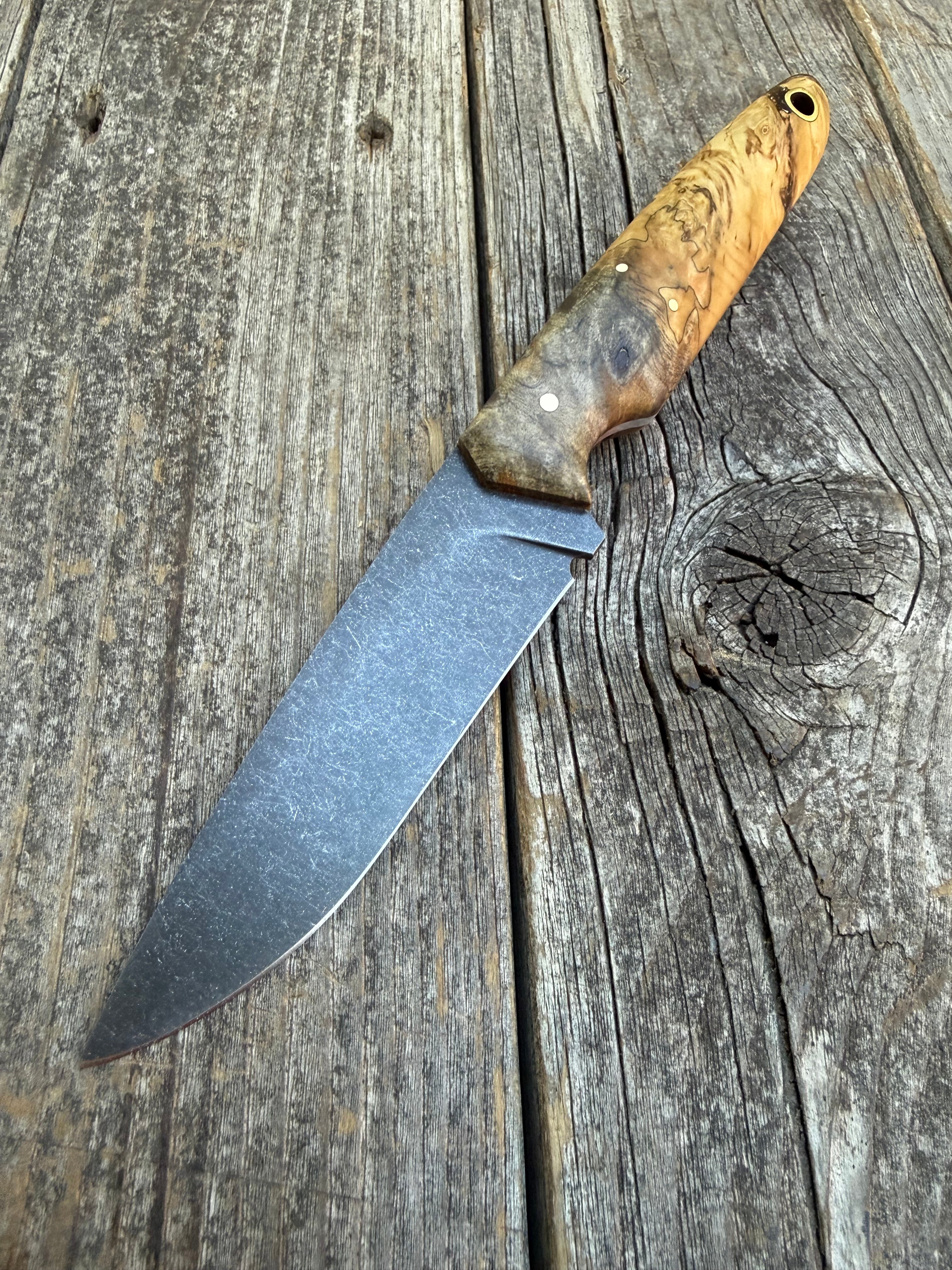 Drop-Point Harvester— Buckeye Burl & Brass