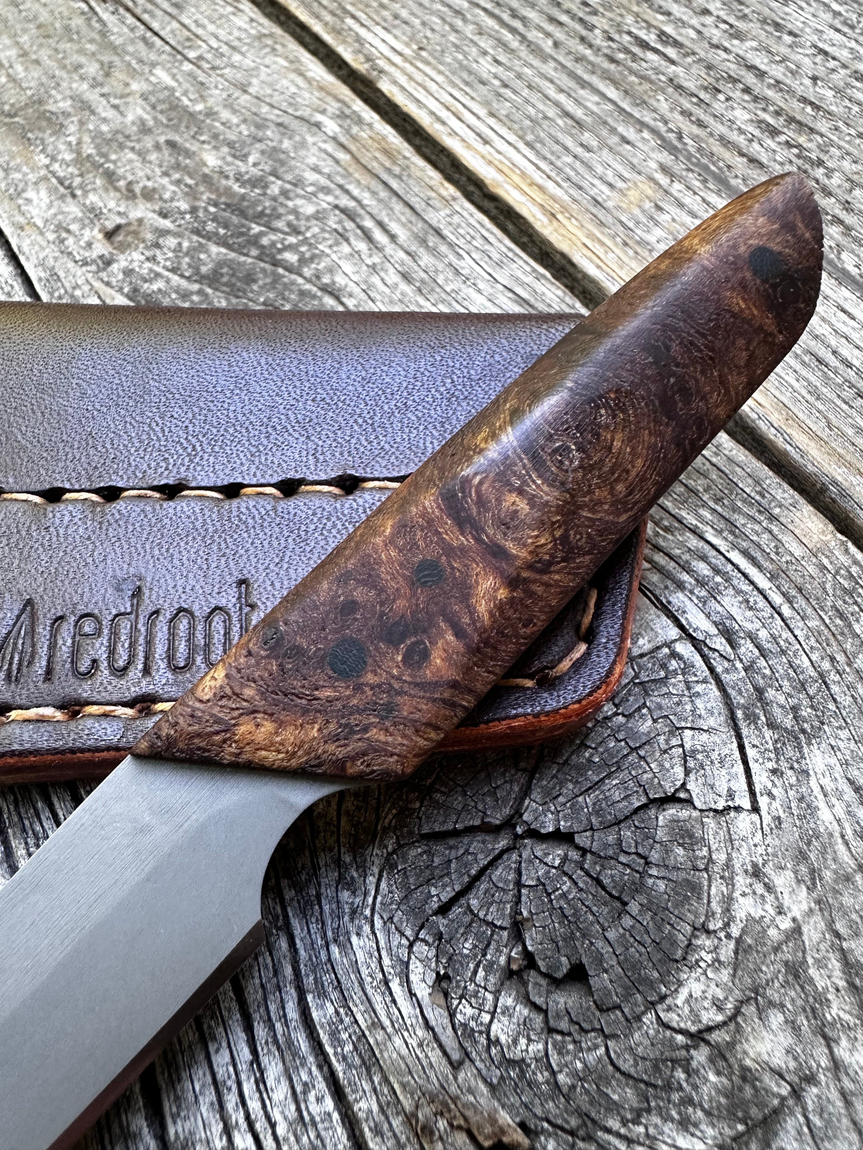 Ocelot Pocket EDC knife — Ambrosia Maple Burl & Linen Micarta