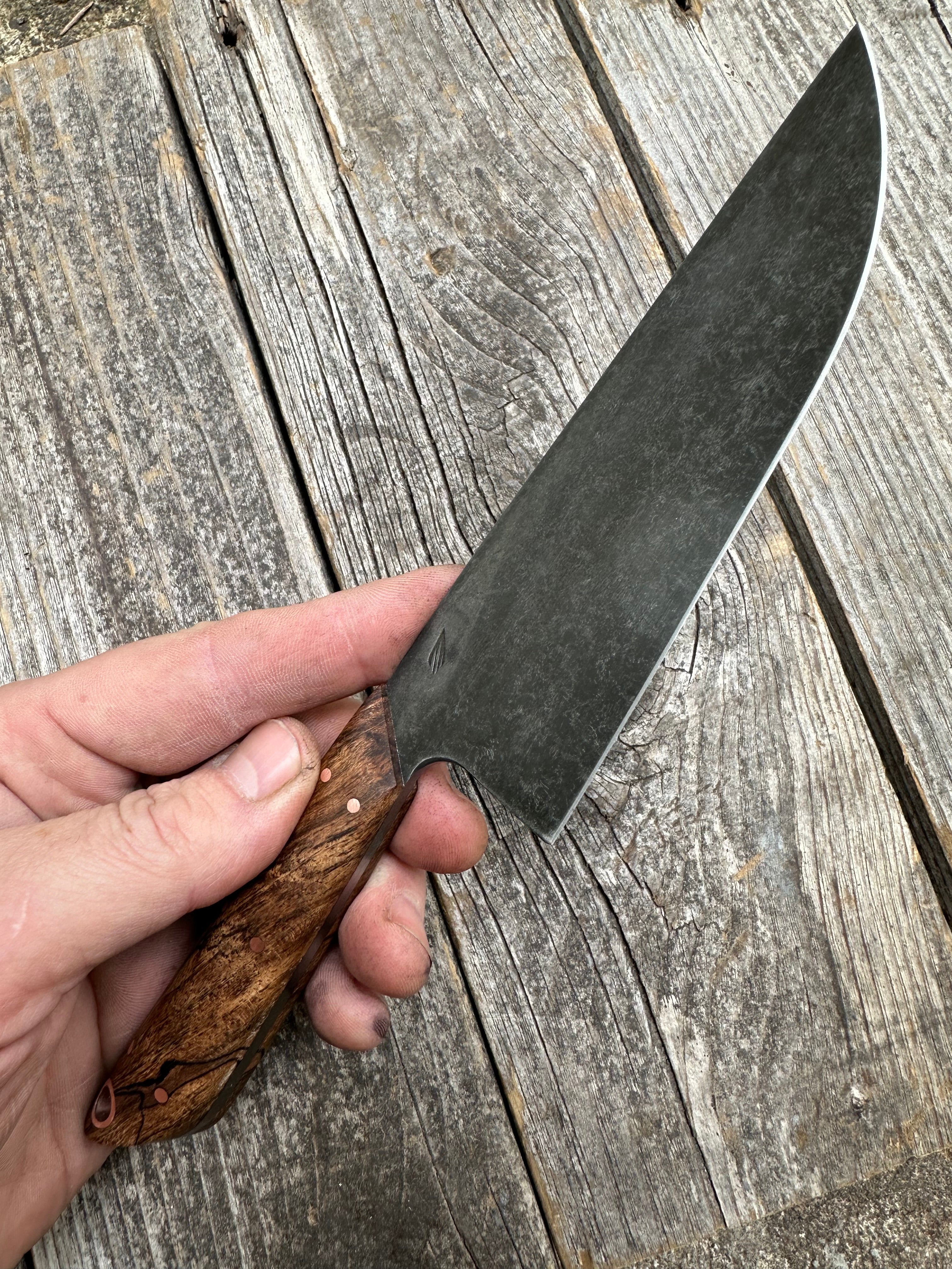 Western Mini-Chef's Knife — Spalted Maple & Copper