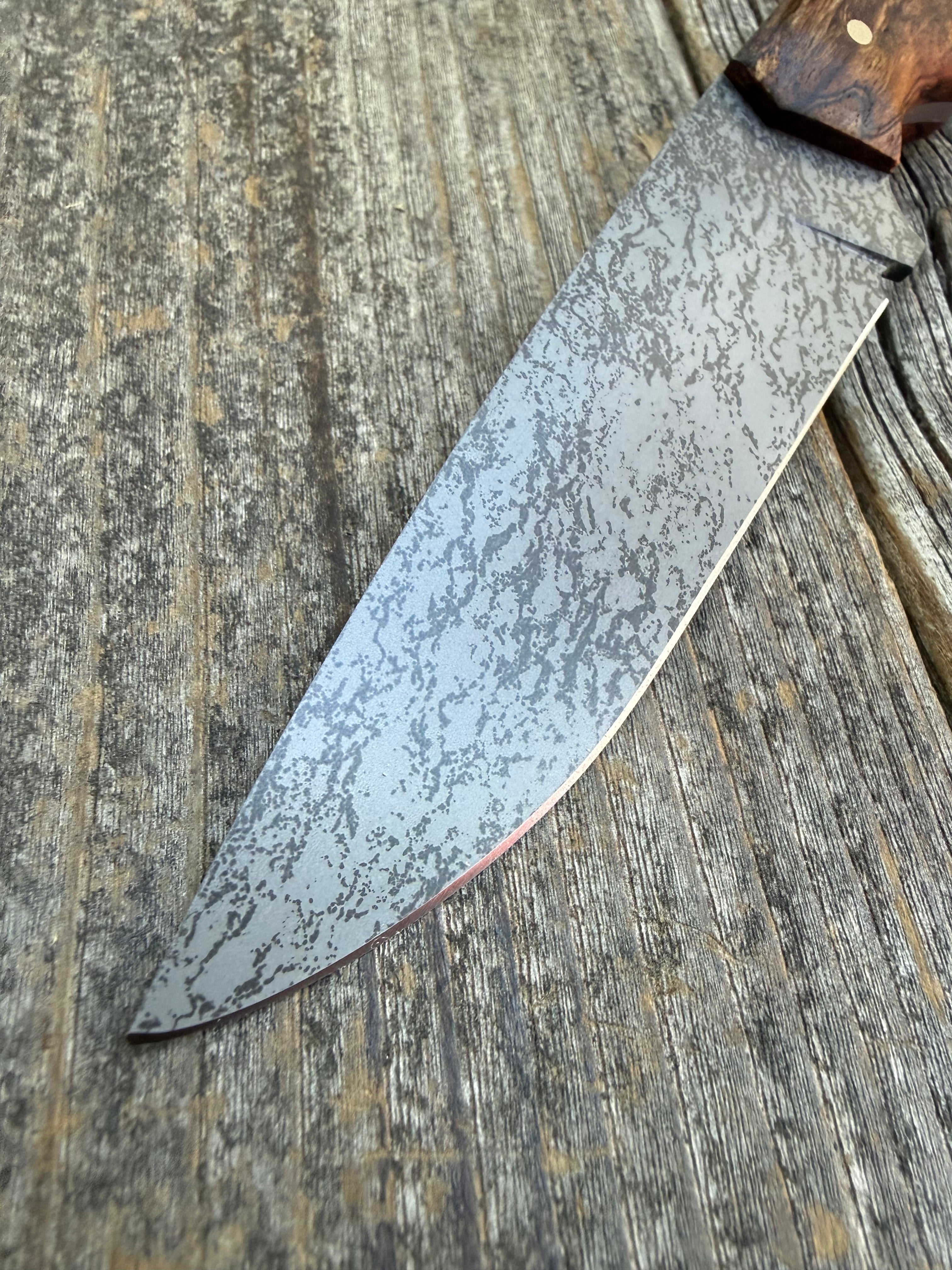Drop-Point Harvester— Spalted Dark Maple & Brass