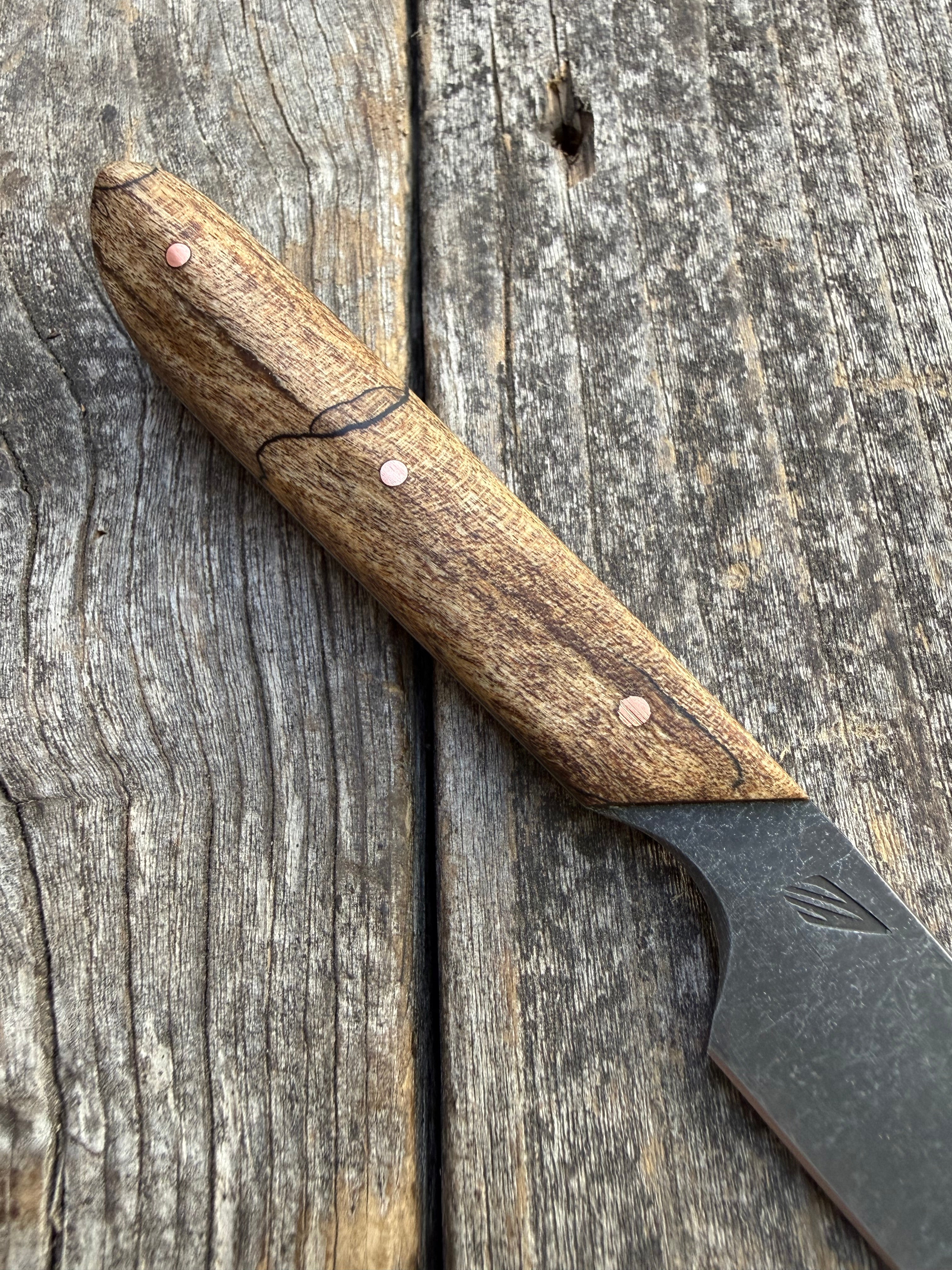 Western Paring Knife 3.75" —  Spalted Maple & Brass