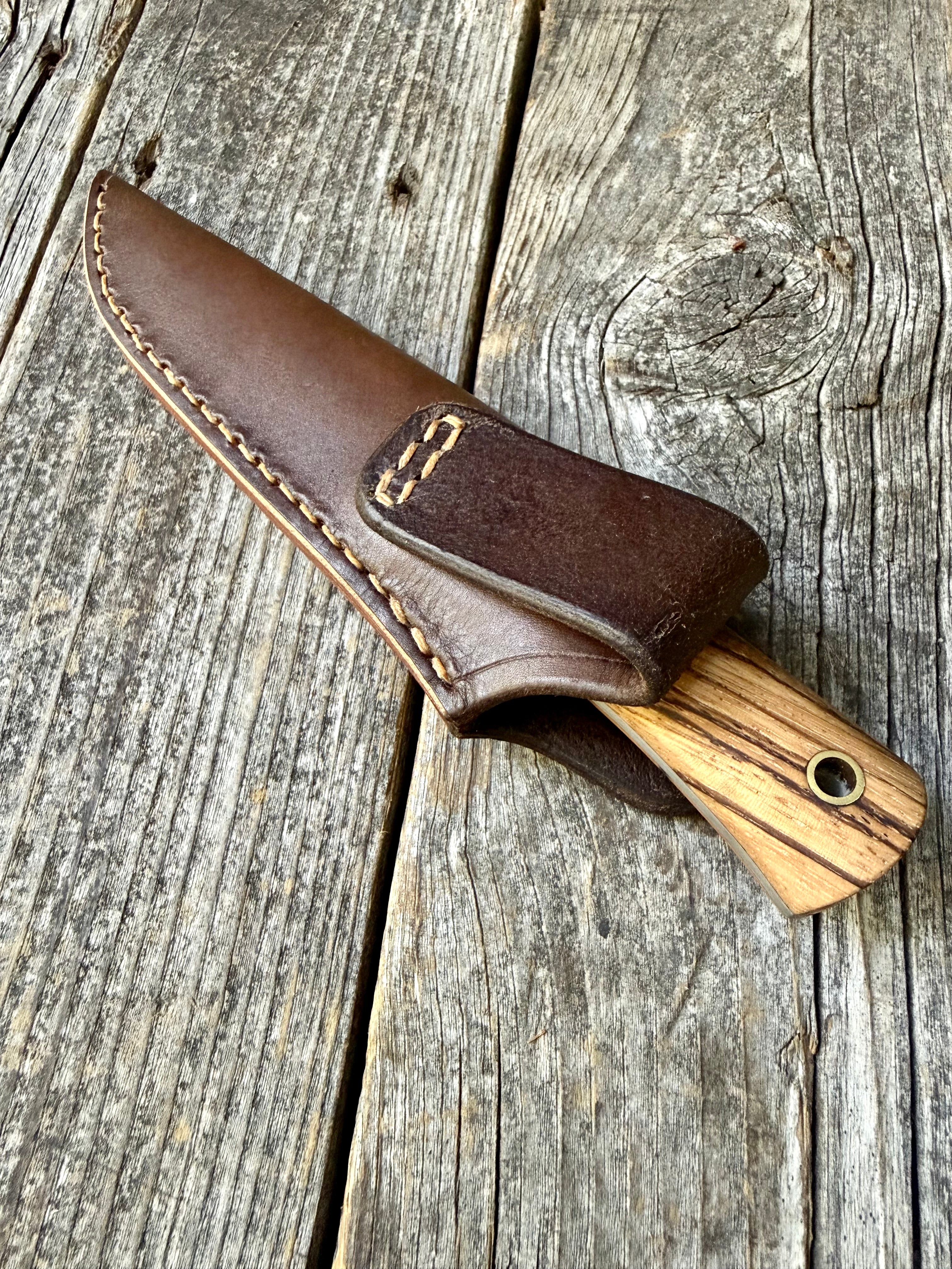 Long Scout Knife— Zebrawood & Brass