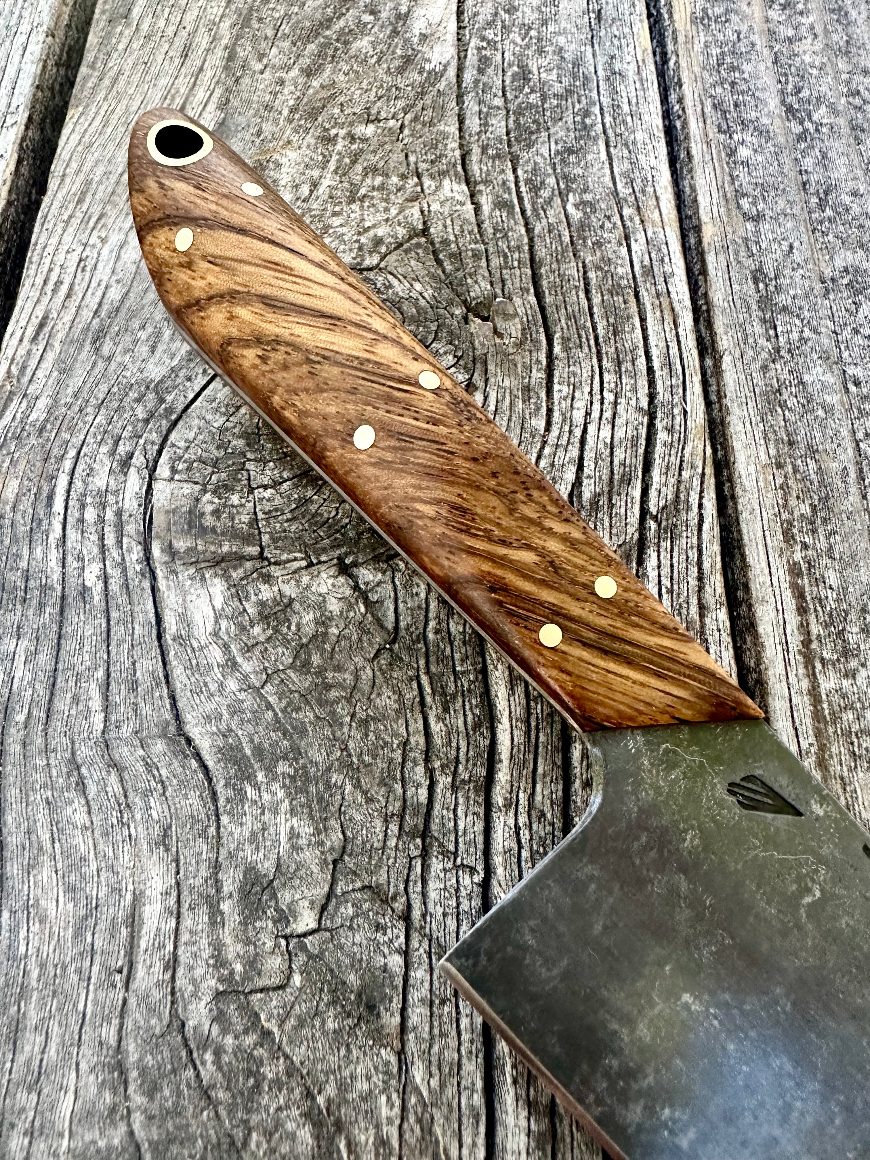 Western Mini-Chef's Knife — Zebrawood & Brass