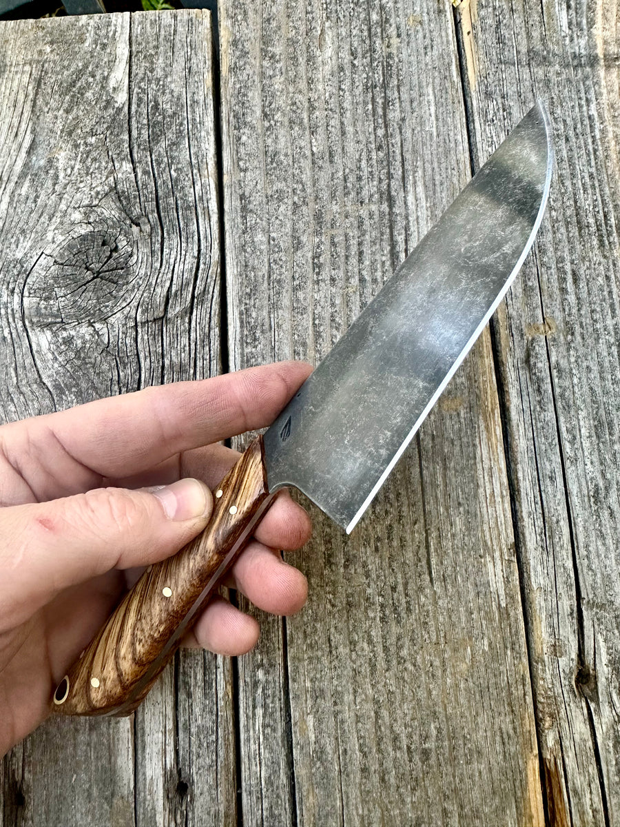 Western Mini-Chef's Knife — Zebrawood & Brass