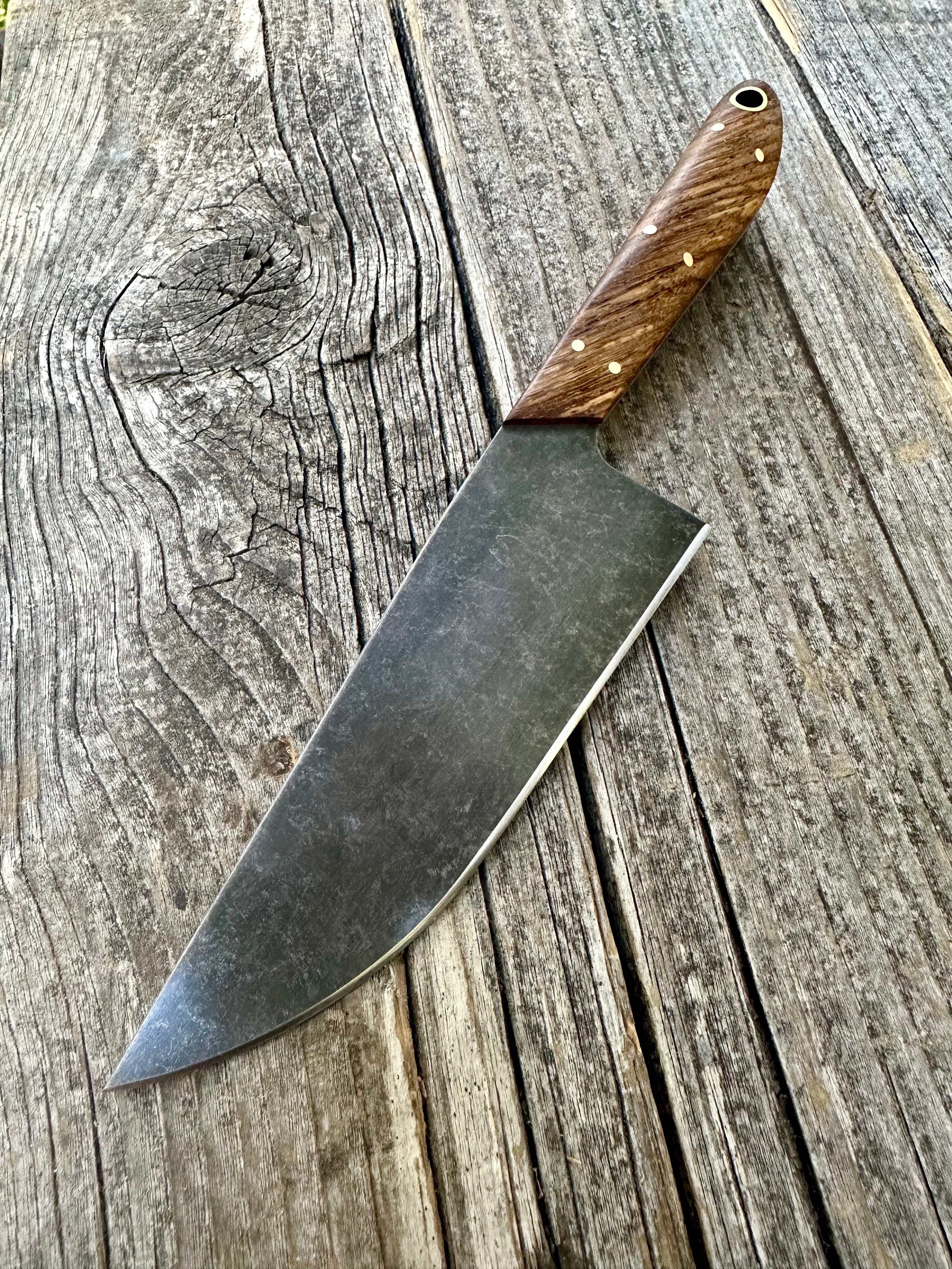 Western Mini-Chef's Knife — Zebrawood & Brass