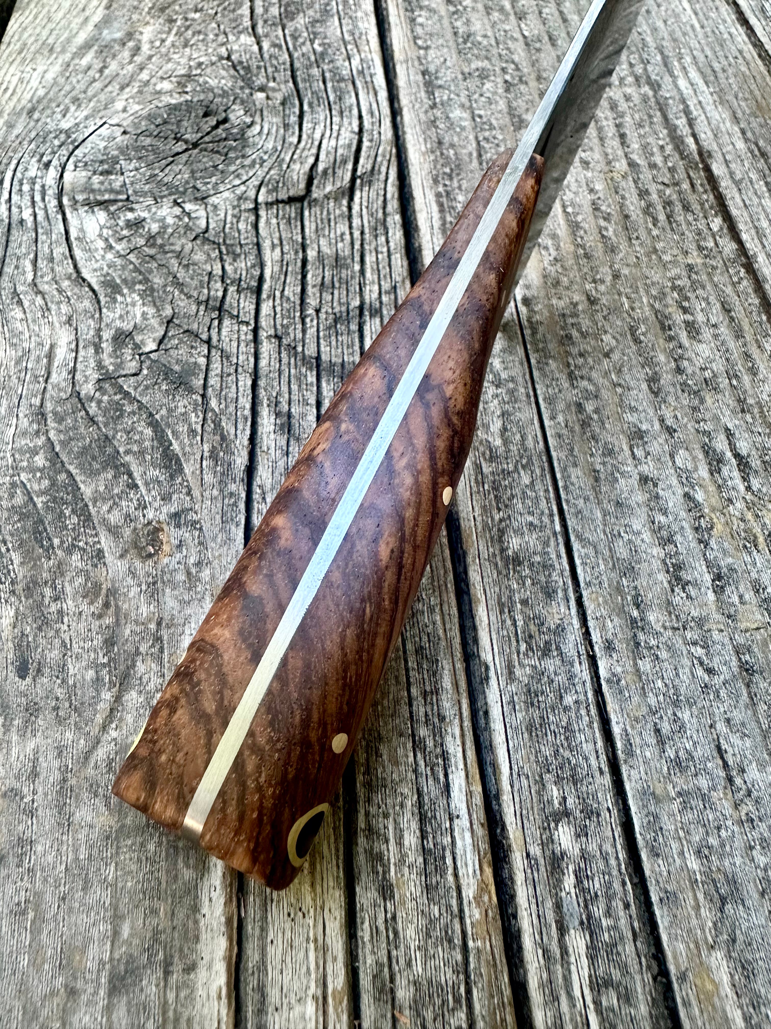 Western Mini-Chef's Knife — Zebrawood & Brass