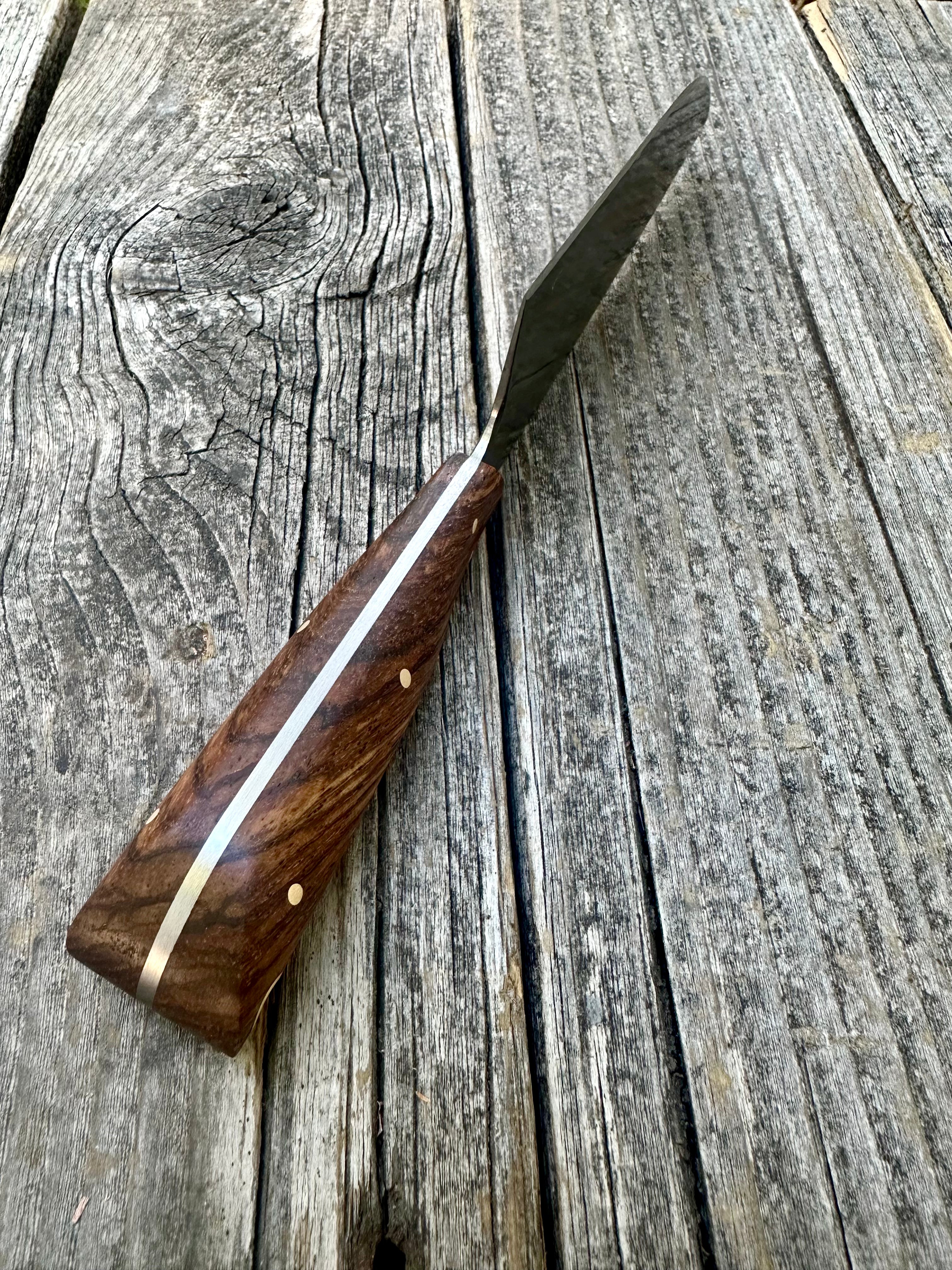 Western Mini-Chef's Knife — Zebrawood & Brass