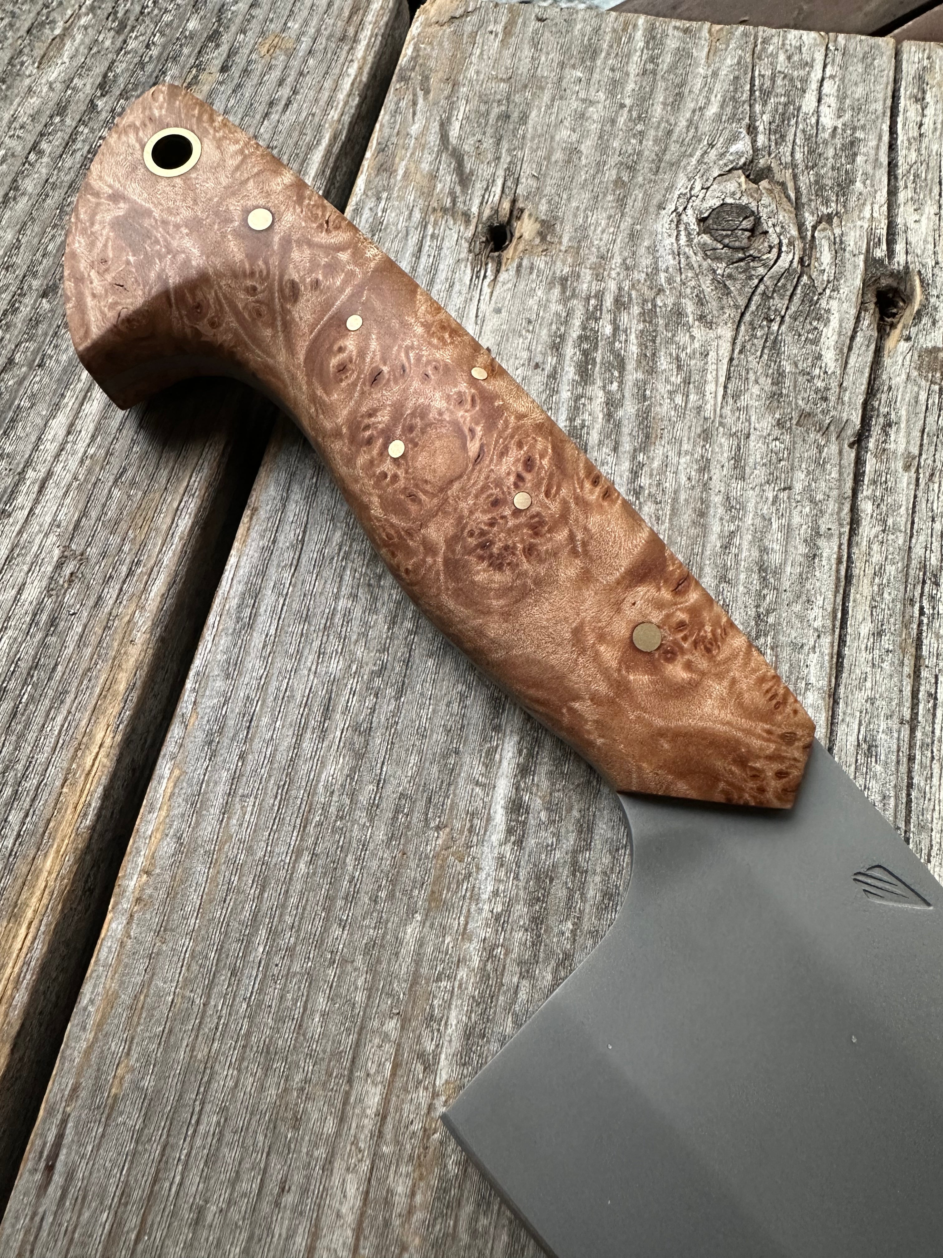 S-Ground Chef’s Knife 8"— Maple Burl & Brass