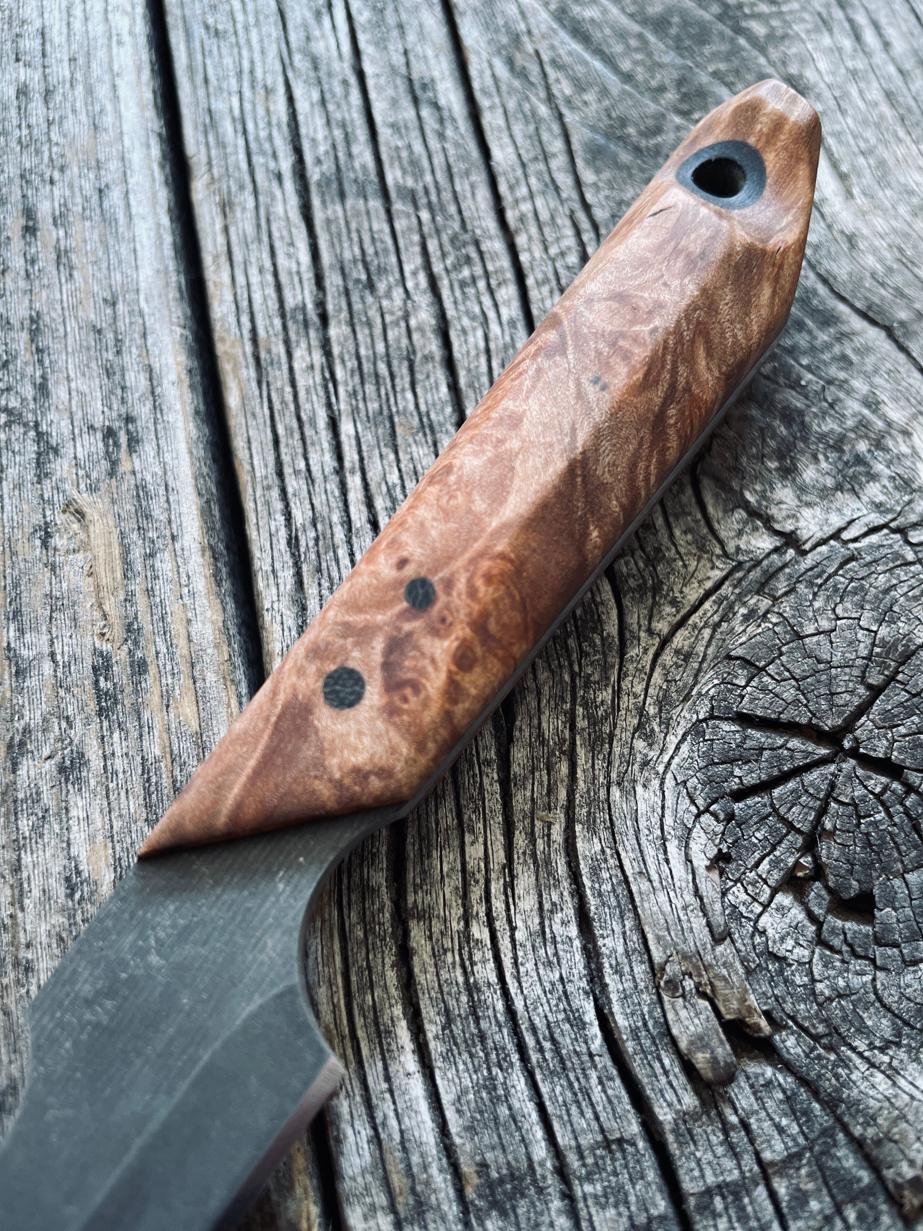 Quille Pocket EDC knife — Maple Burl & Linen