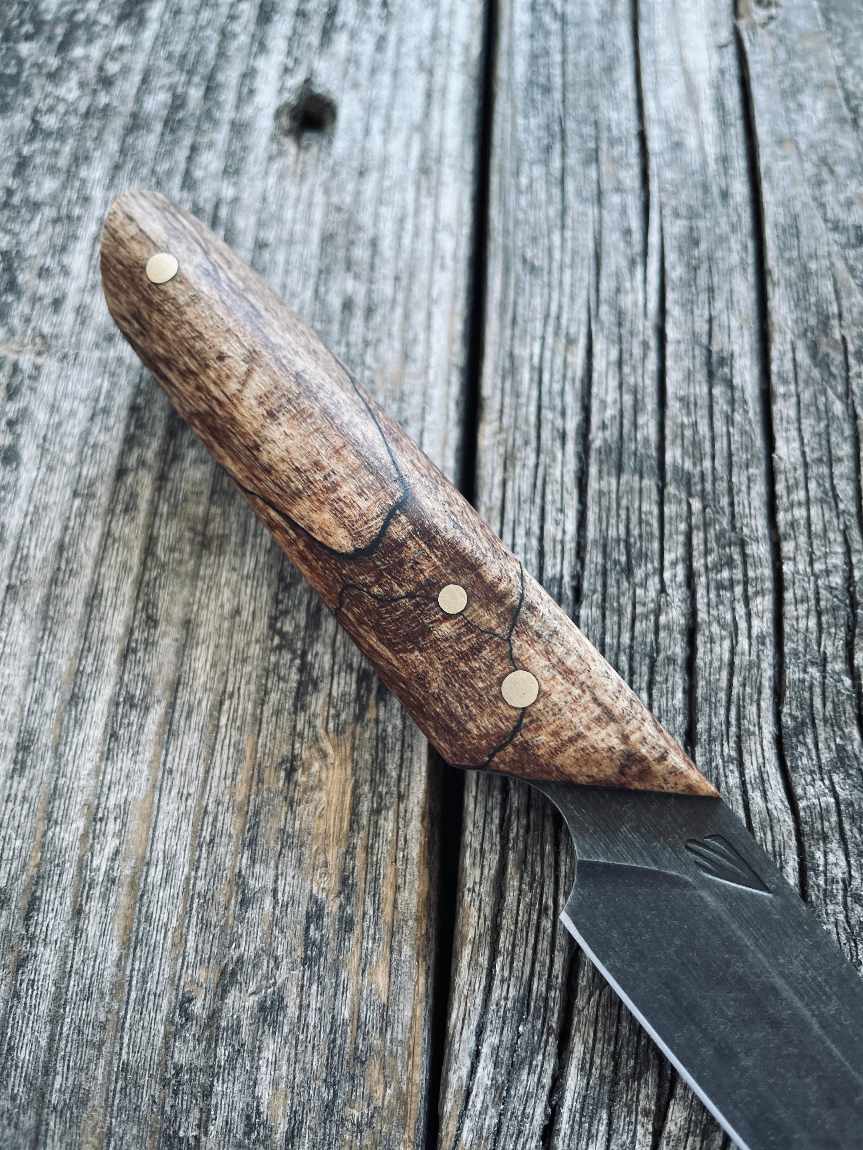 Ocelot Pocket EDC knife — Spalted Maple & Brass