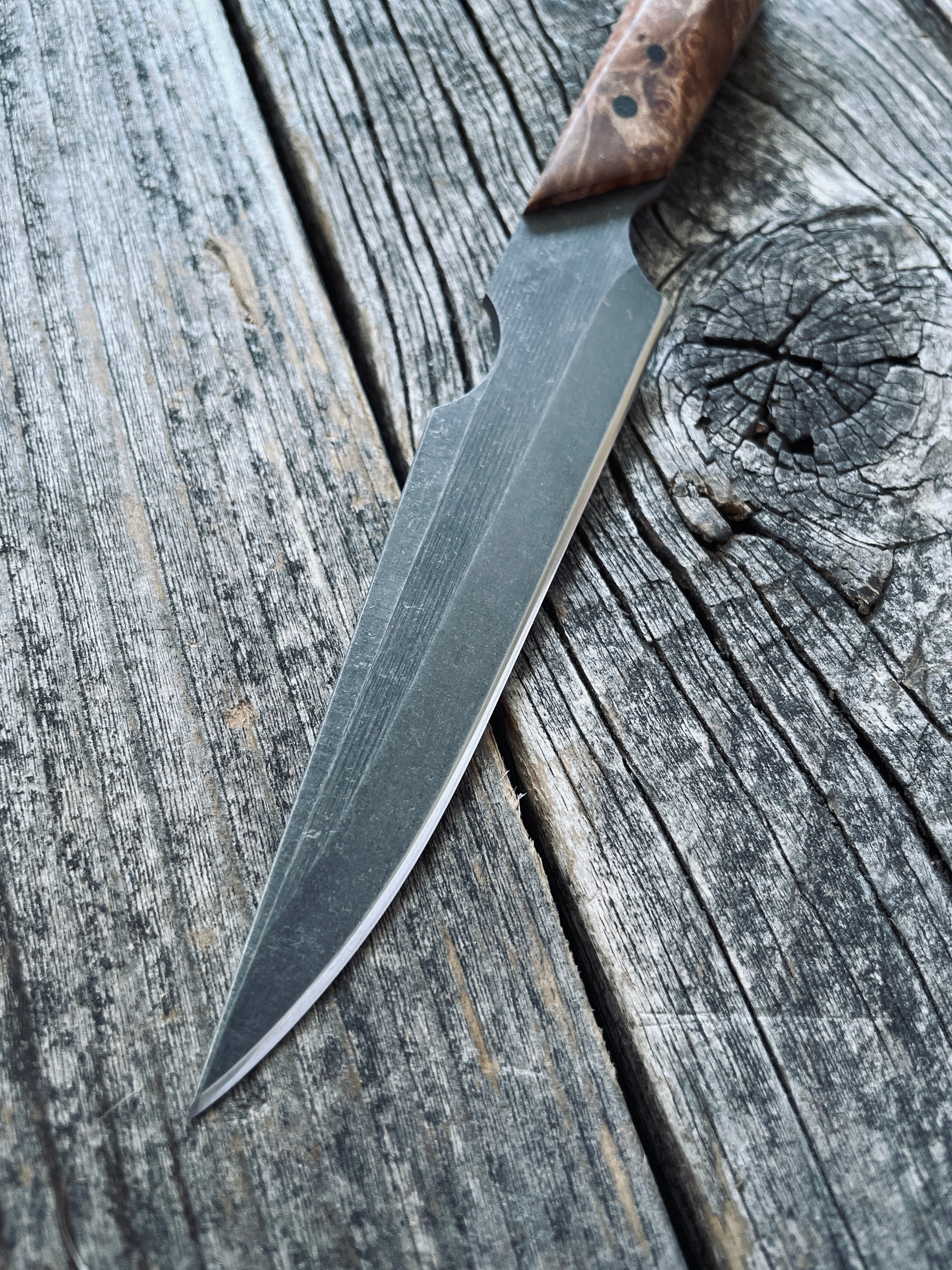 Quille Pocket EDC knife — Maple Burl & Linen