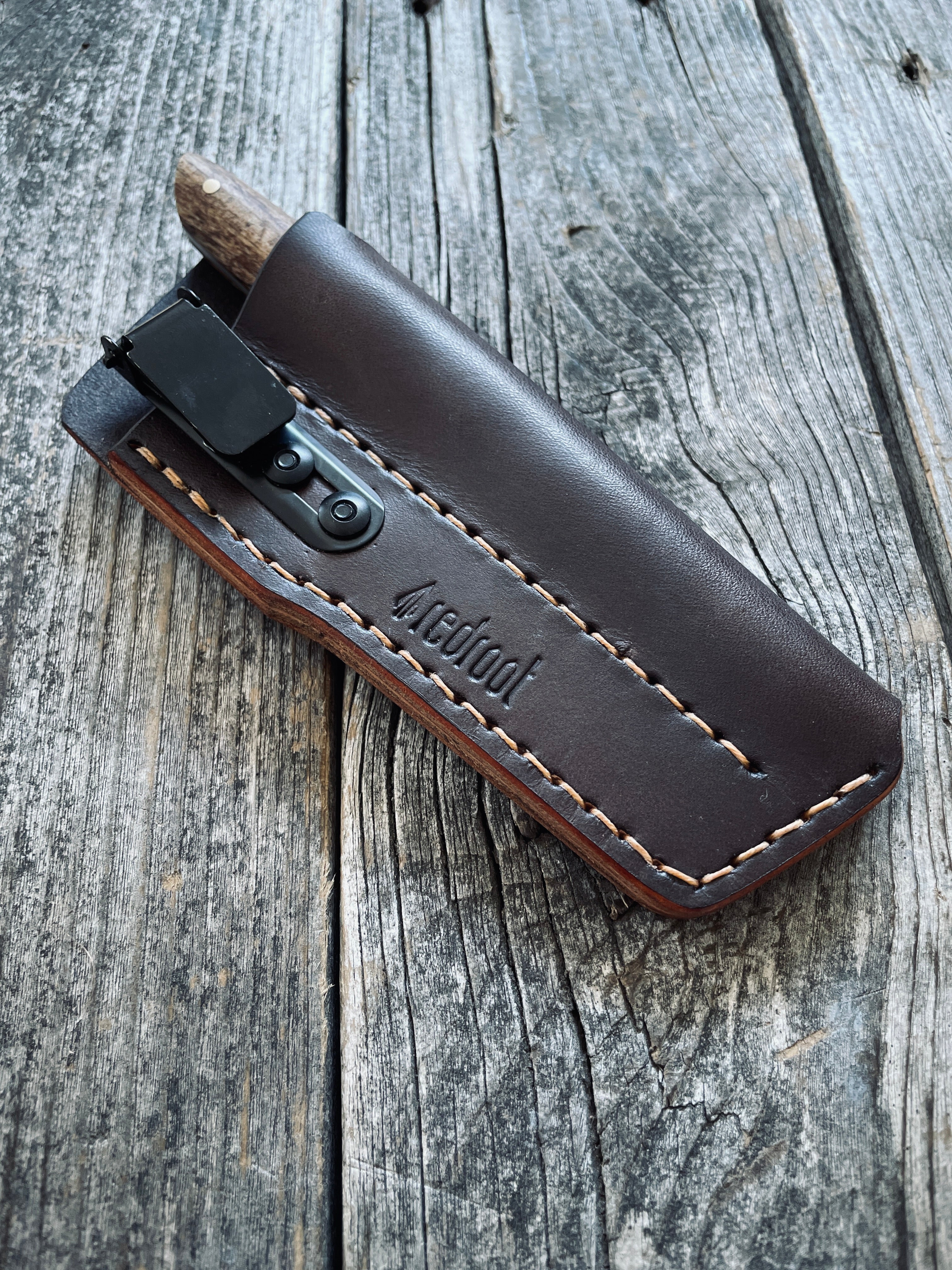 Ocelot Pocket EDC knife — Spalted Maple & Brass