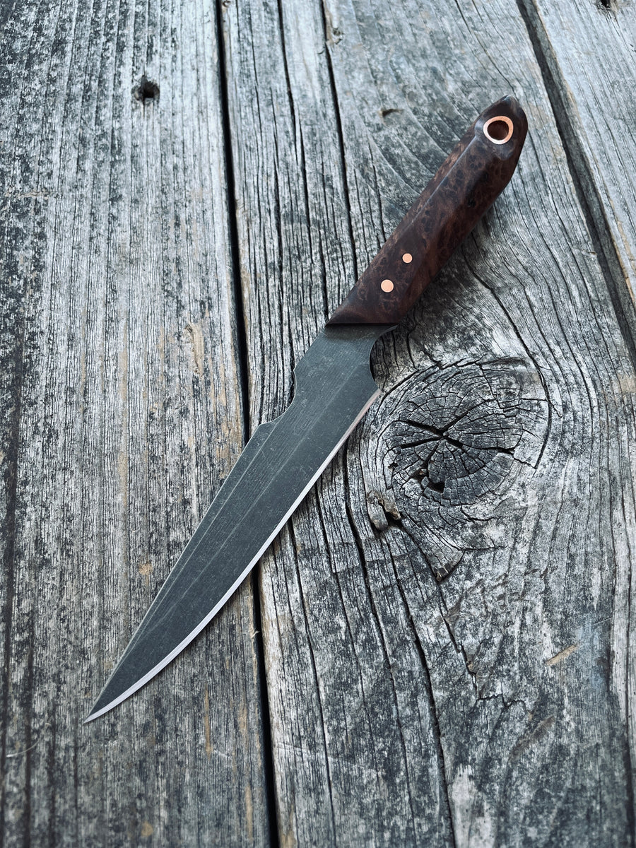 Quille Pocket EDC knife — Redwood Burl & copper