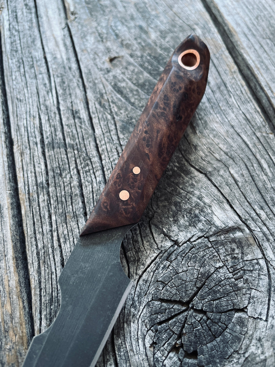 Quille Pocket EDC knife — Redwood Burl & copper