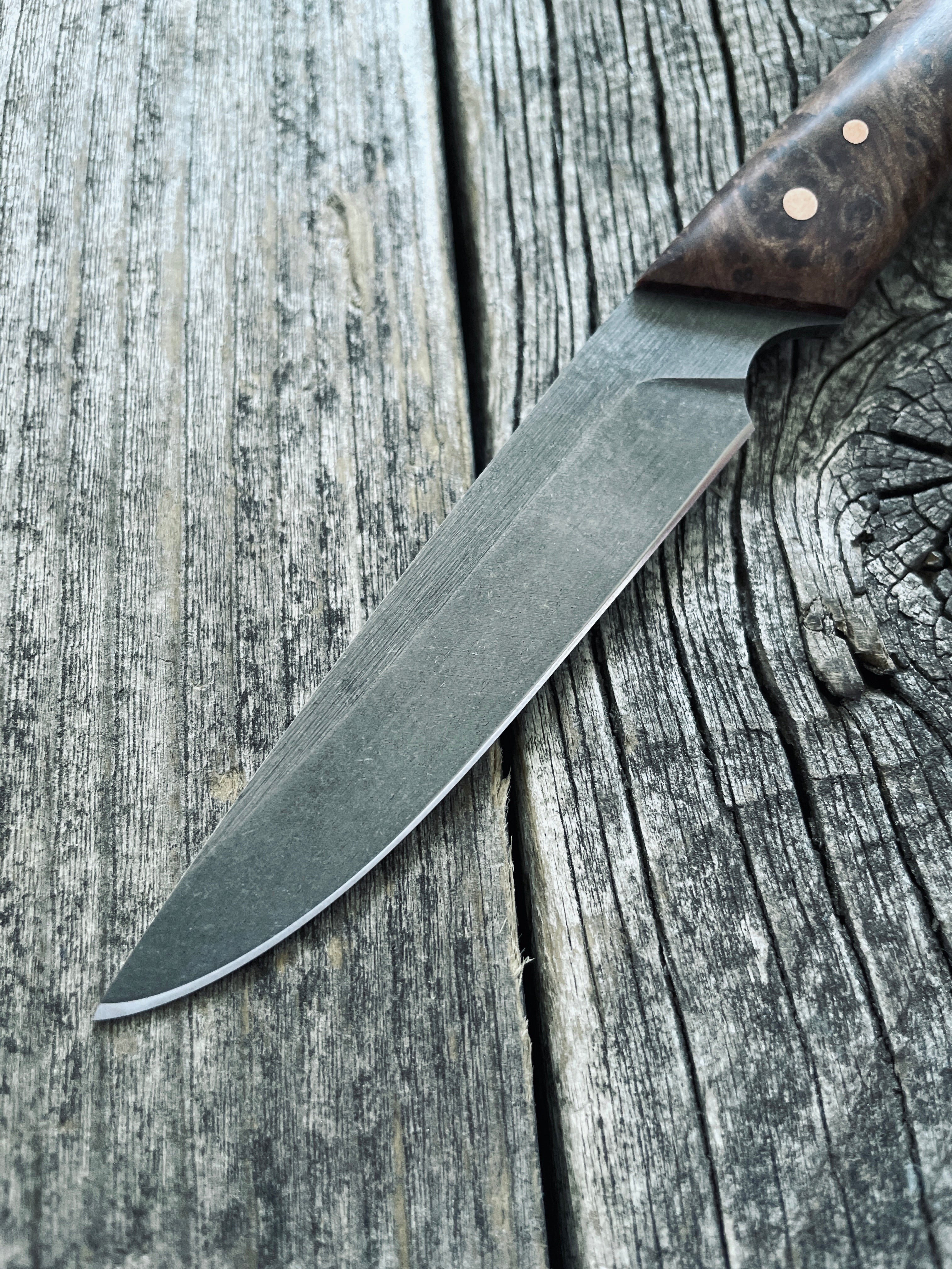 Ocelot Pocket EDC knife — Redwood Burl & copper