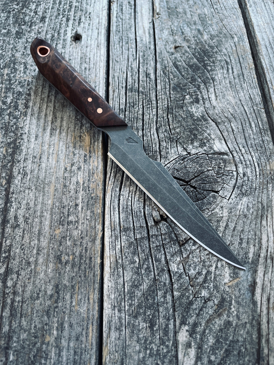 Quille Pocket EDC knife — Redwood Burl & copper