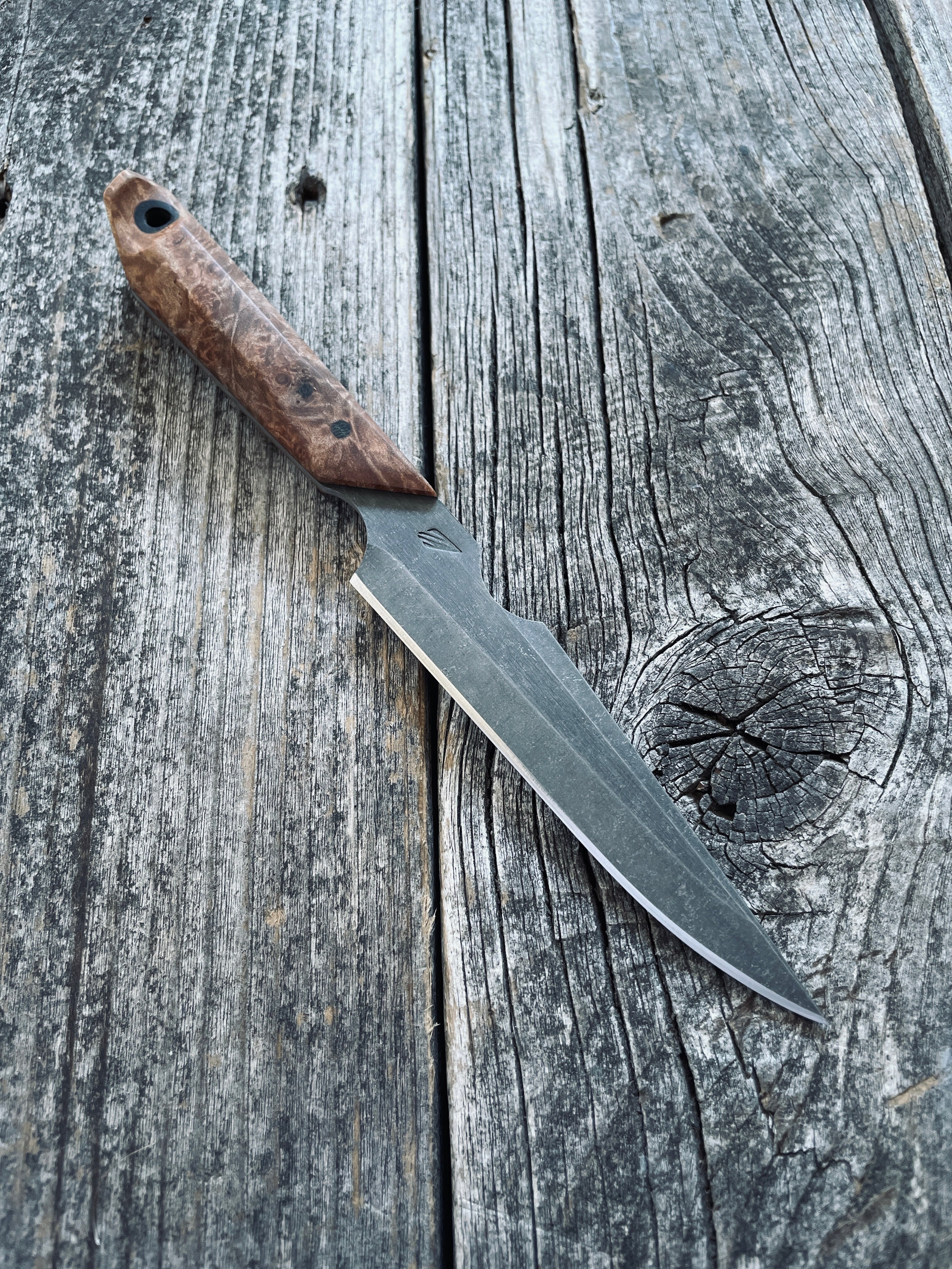 Quille Pocket EDC knife — Maple Burl & Linen