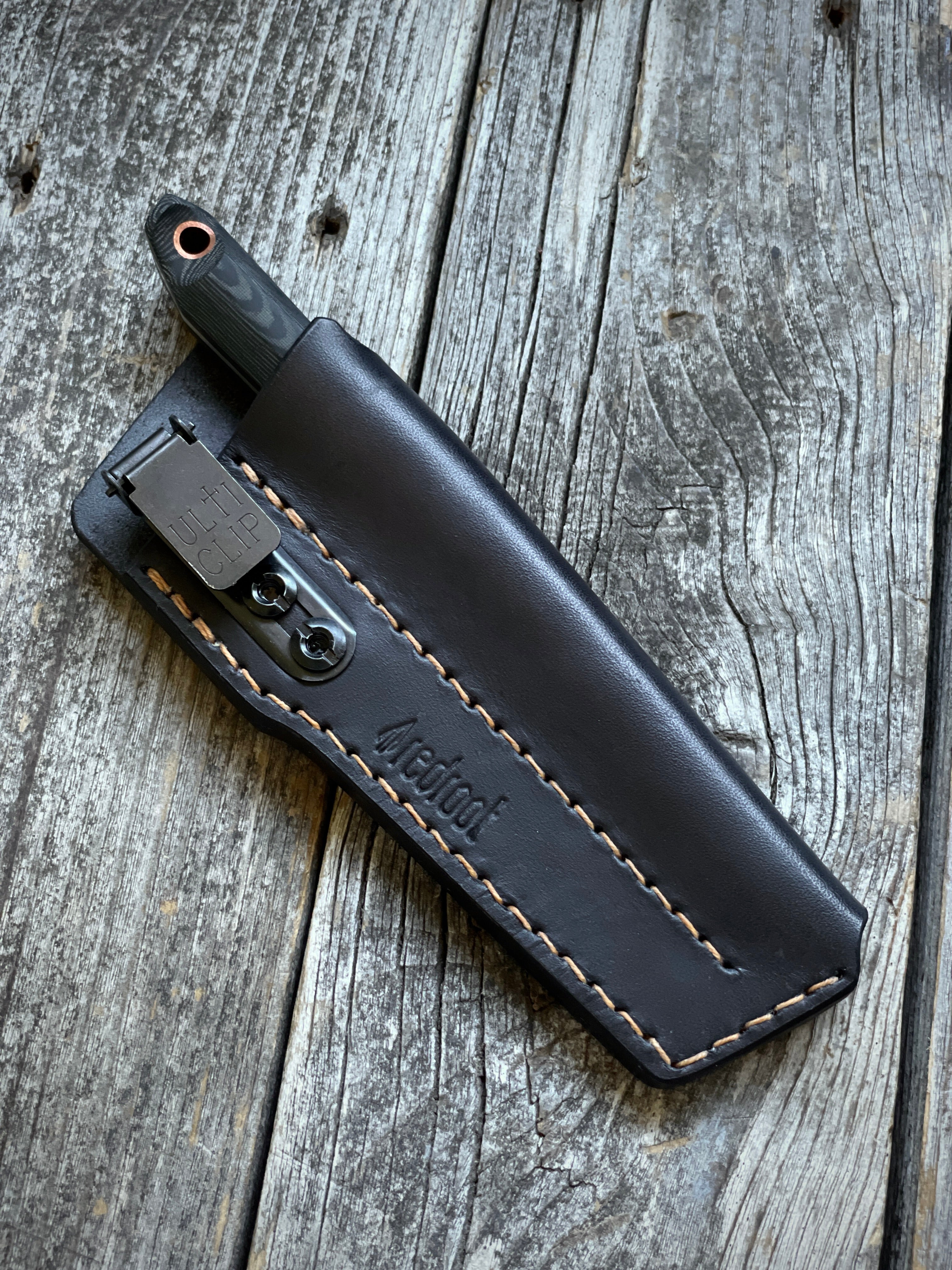 Quille Pocket EDC knife — Linen Micarta & copper