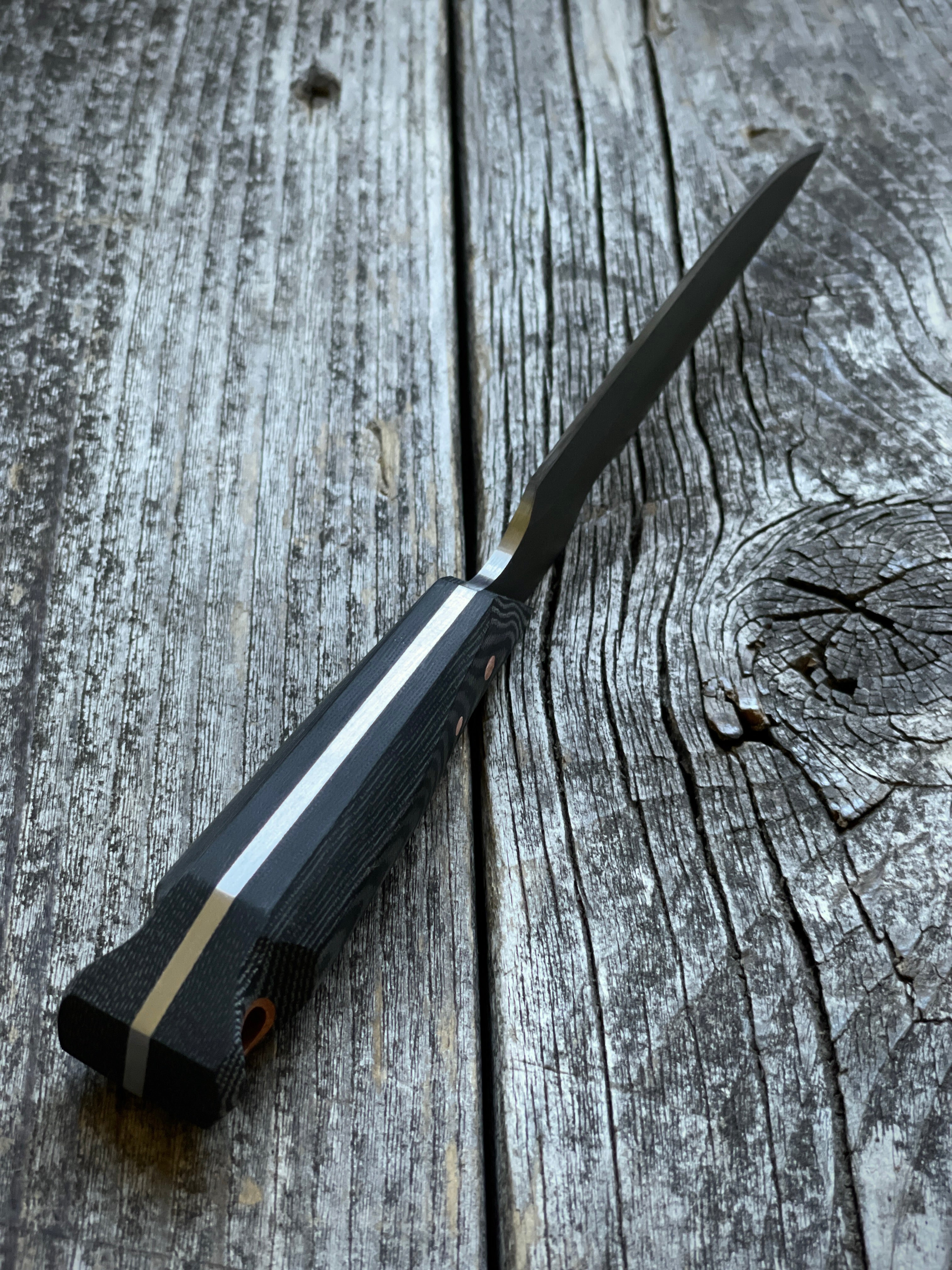 Quille Pocket EDC knife — Linen Micarta & copper