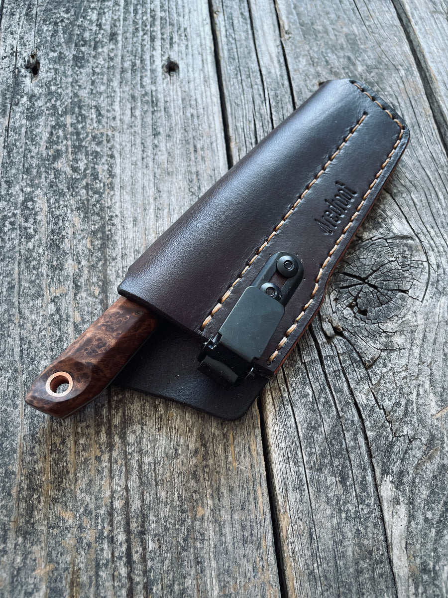 Quille Pocket EDC knife — Redwood Burl & copper