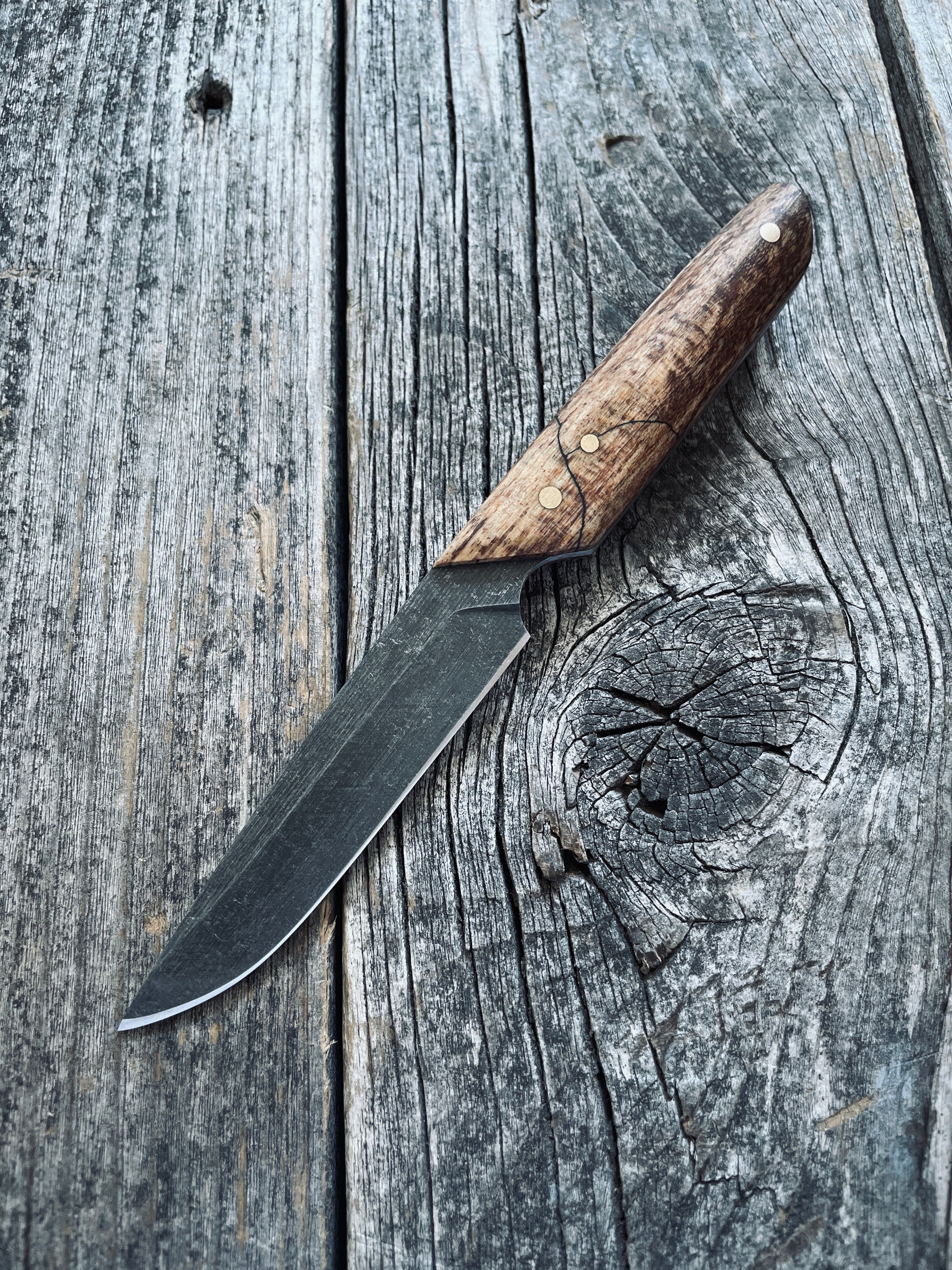 Ocelot Pocket EDC knife — Spalted Maple & Brass