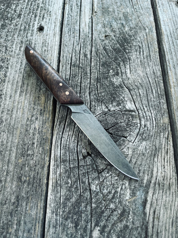 Ocelot Pocket EDC knife — Redwood Burl & copper