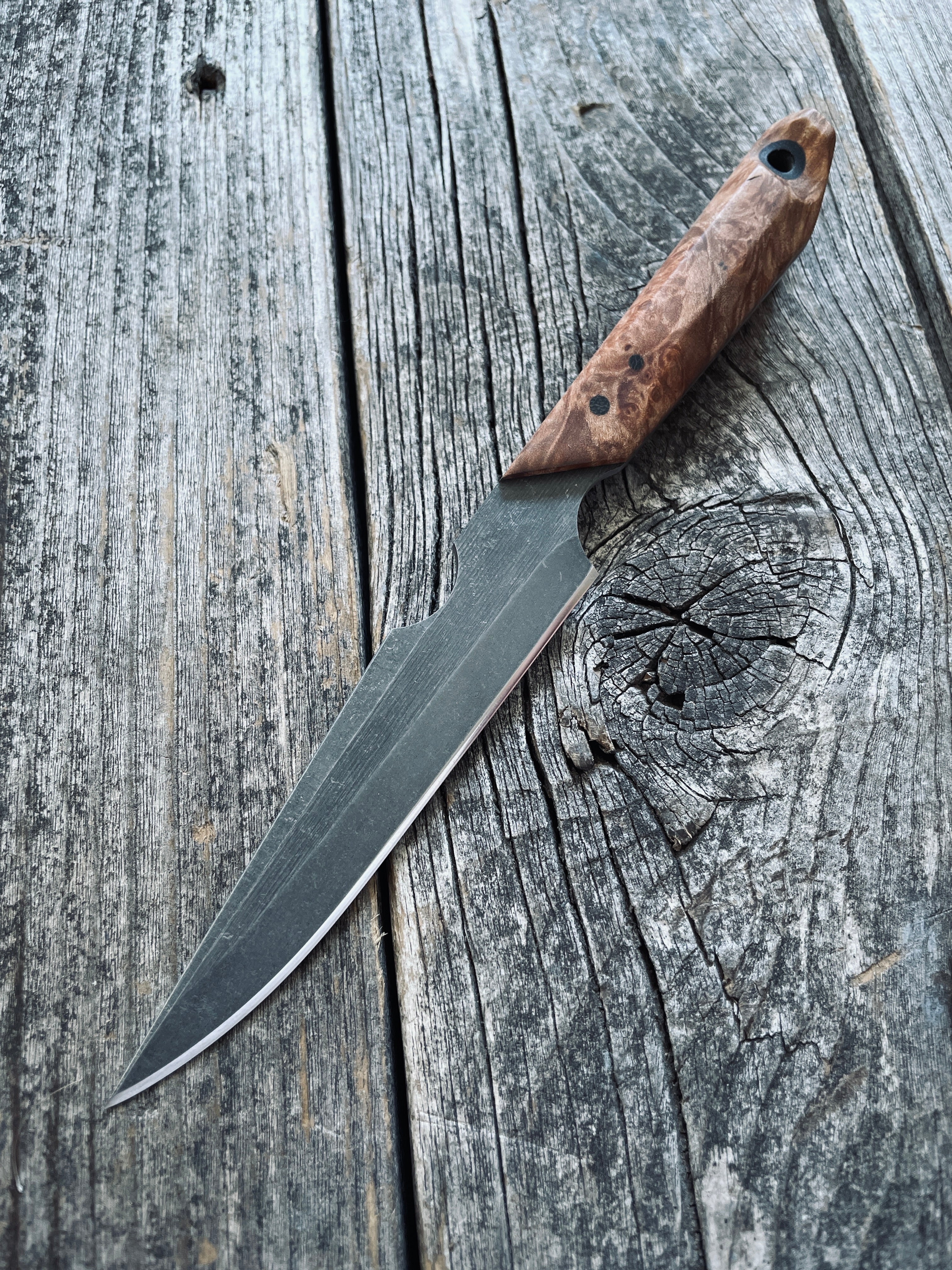 Quille Pocket EDC knife — Maple Burl & Linen