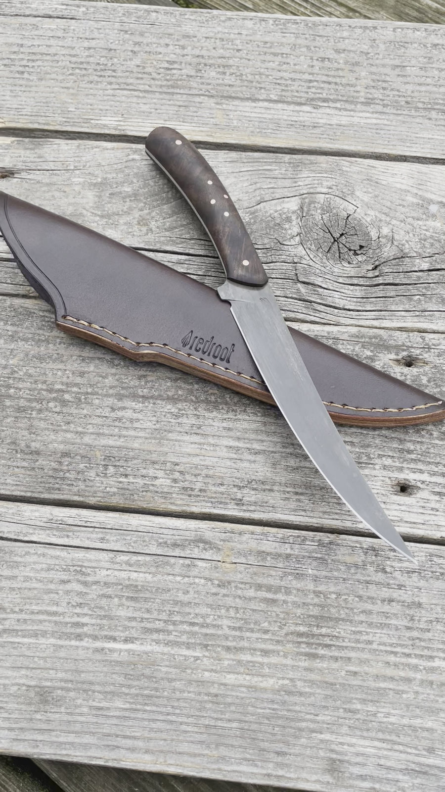 Mattei’s Boning/Fillet knife 6" — (Rigid) Curly Walnut & Copper