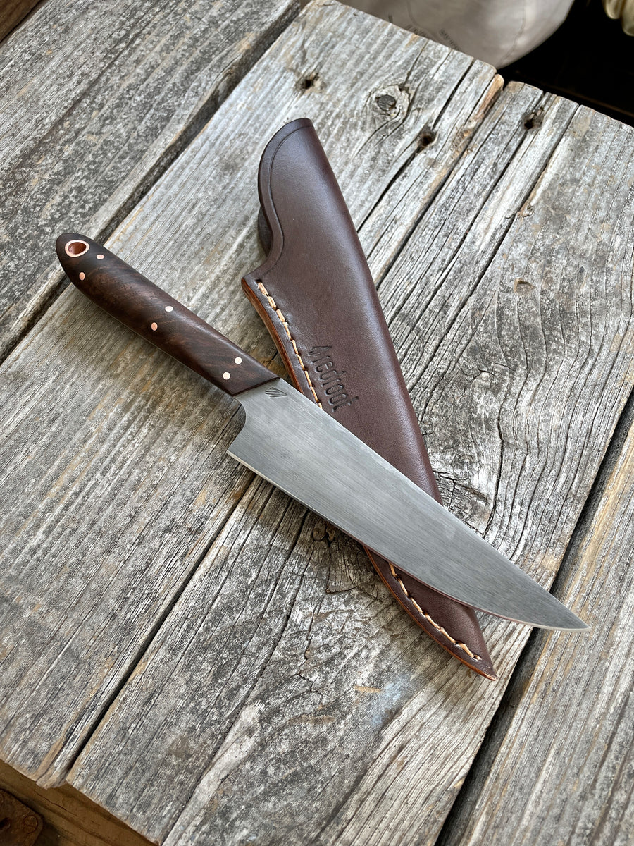 Western Kitchen Petty Knife — Walnut Burl & Copper