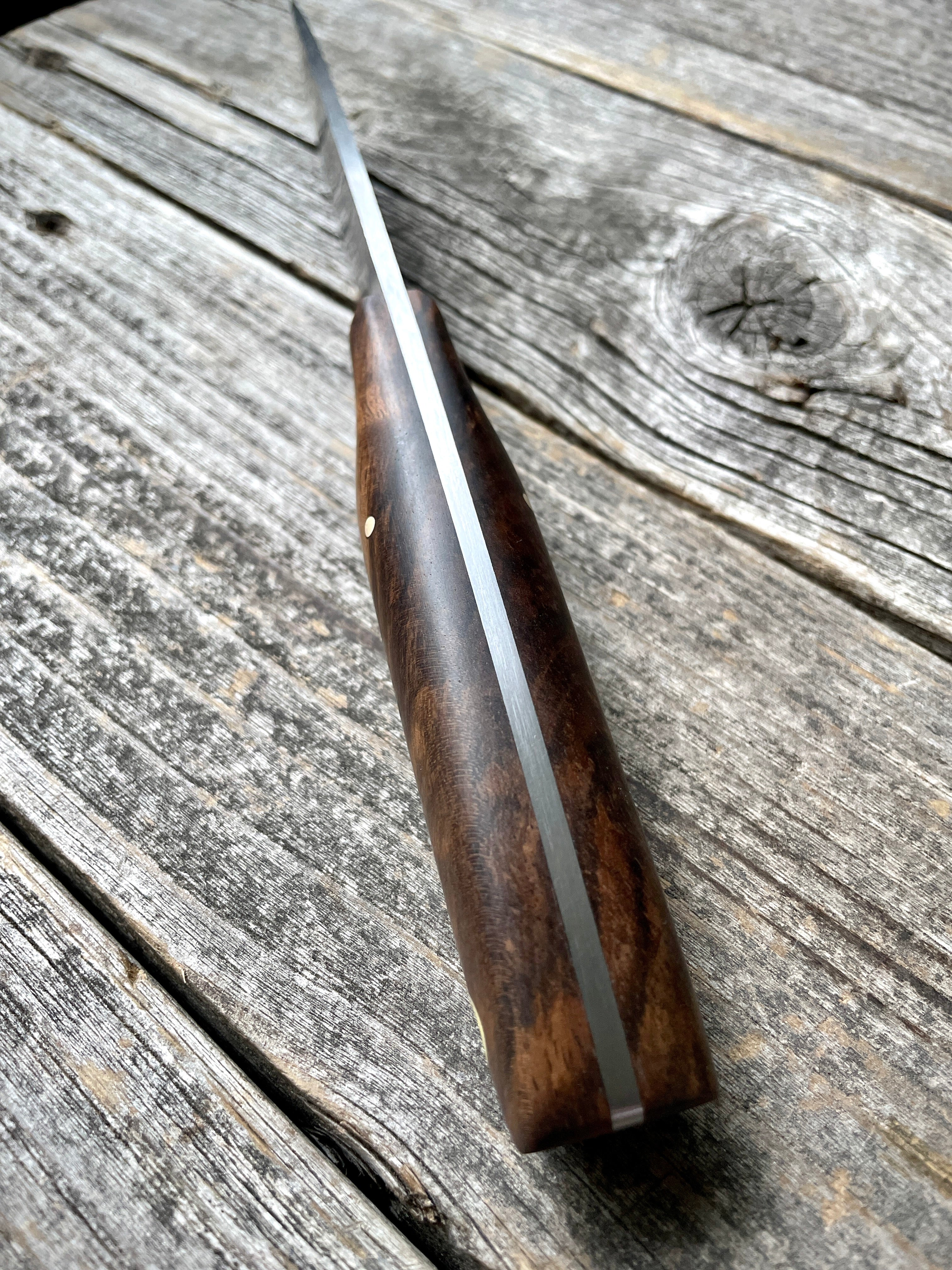 Drop-Point Harvester— Walnut Burl & Brass