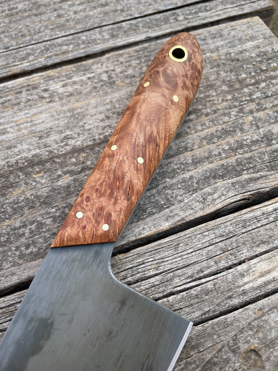 Western Chef’s Knife 7” — Maple Burl & Brass