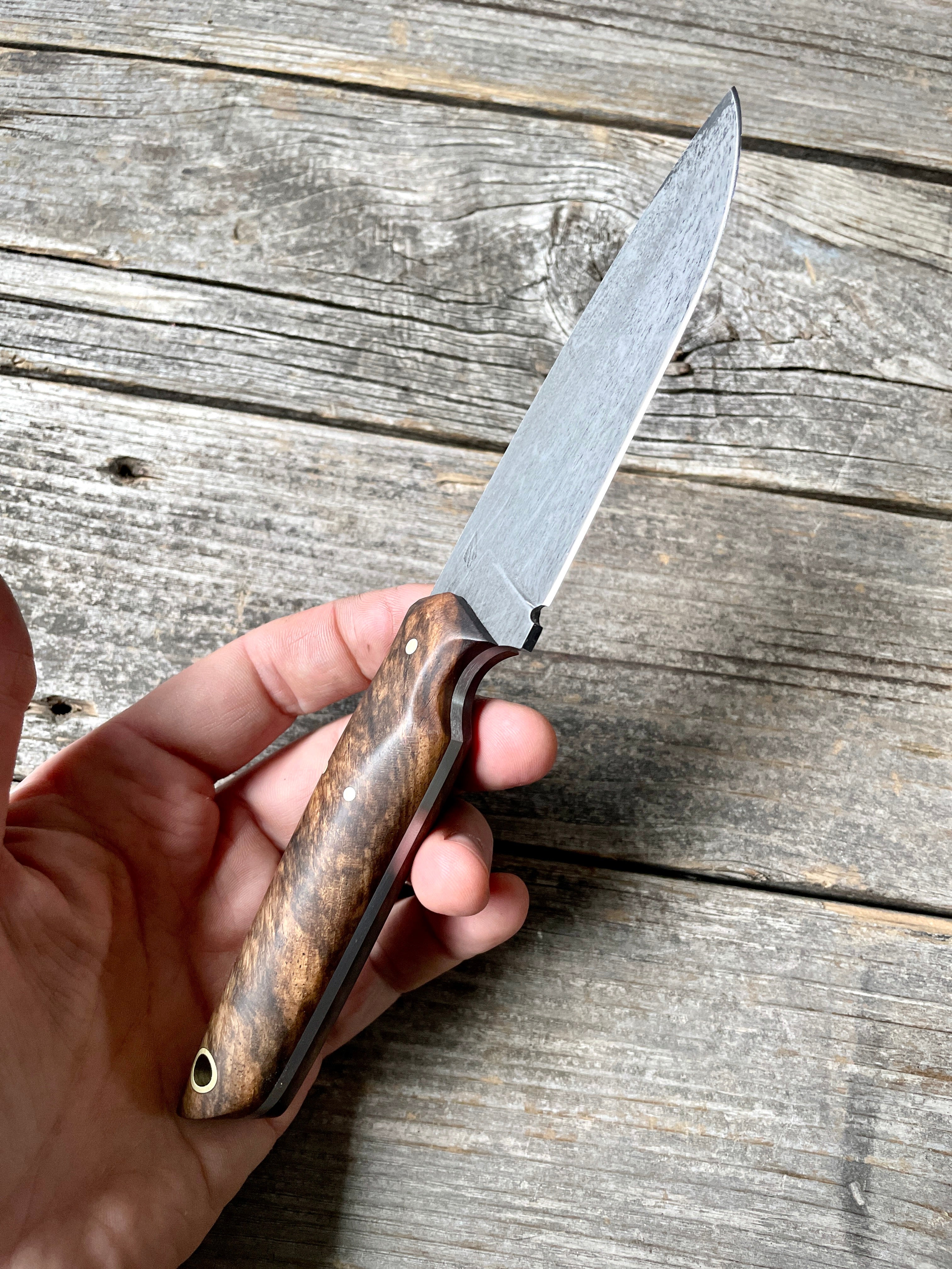 Drop-Point Harvester— Walnut Burl & Brass