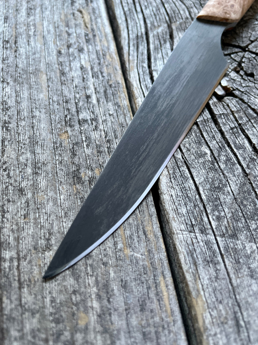 Western Paring Knife 3.75" —  Maple Burl & Copper