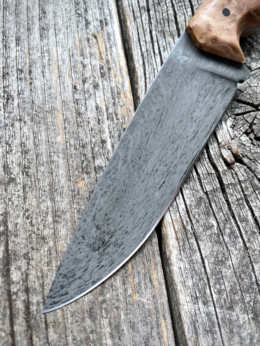 Drop-Point Harvester— Maple Burl & Linen Micarta