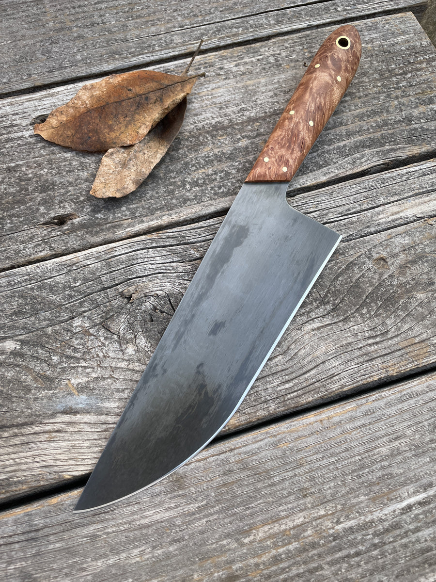 Western Chef’s Knife 7” — Maple Burl & Brass