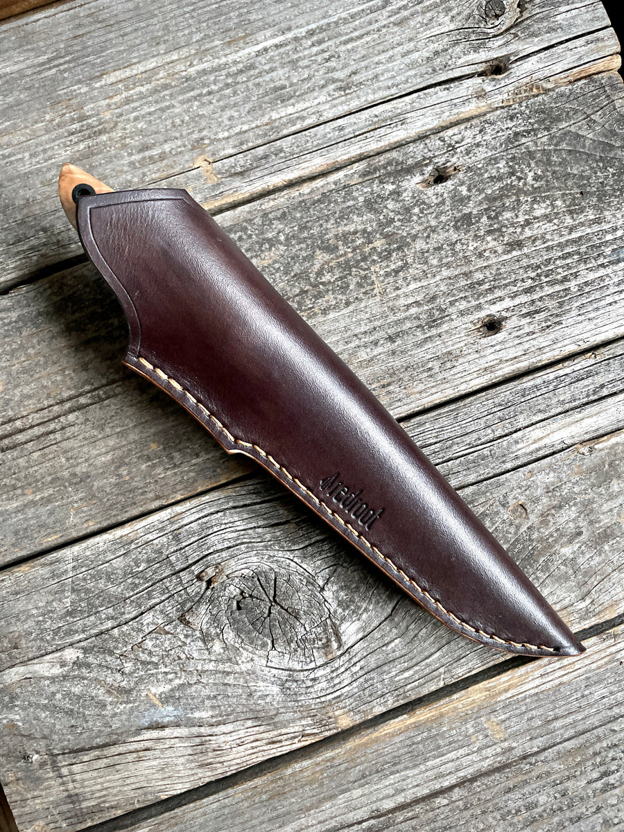 Drop-Point Harvester— Maple Burl & Linen Micarta