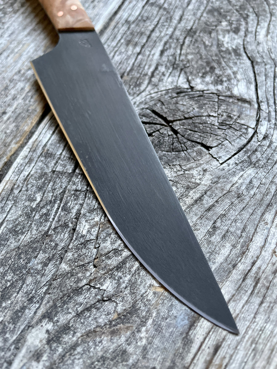 Western Kitchen Petty Knife — Maple Burl & Copper