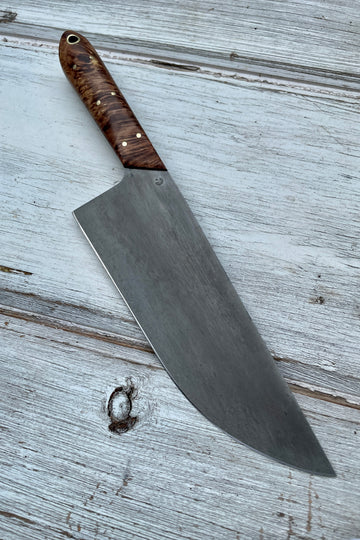 Western Chef’s Knife 7” — Dyed Elm Burl & Brass