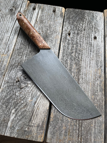 Western Cleaver 7” — Maple Burl & Brass