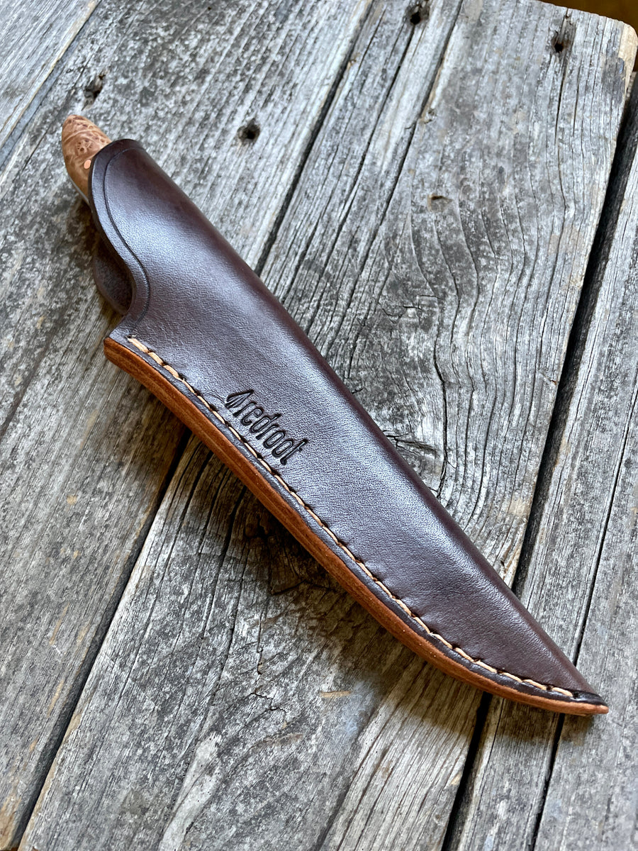 Western Kitchen Petty Knife — Maple Burl & Copper